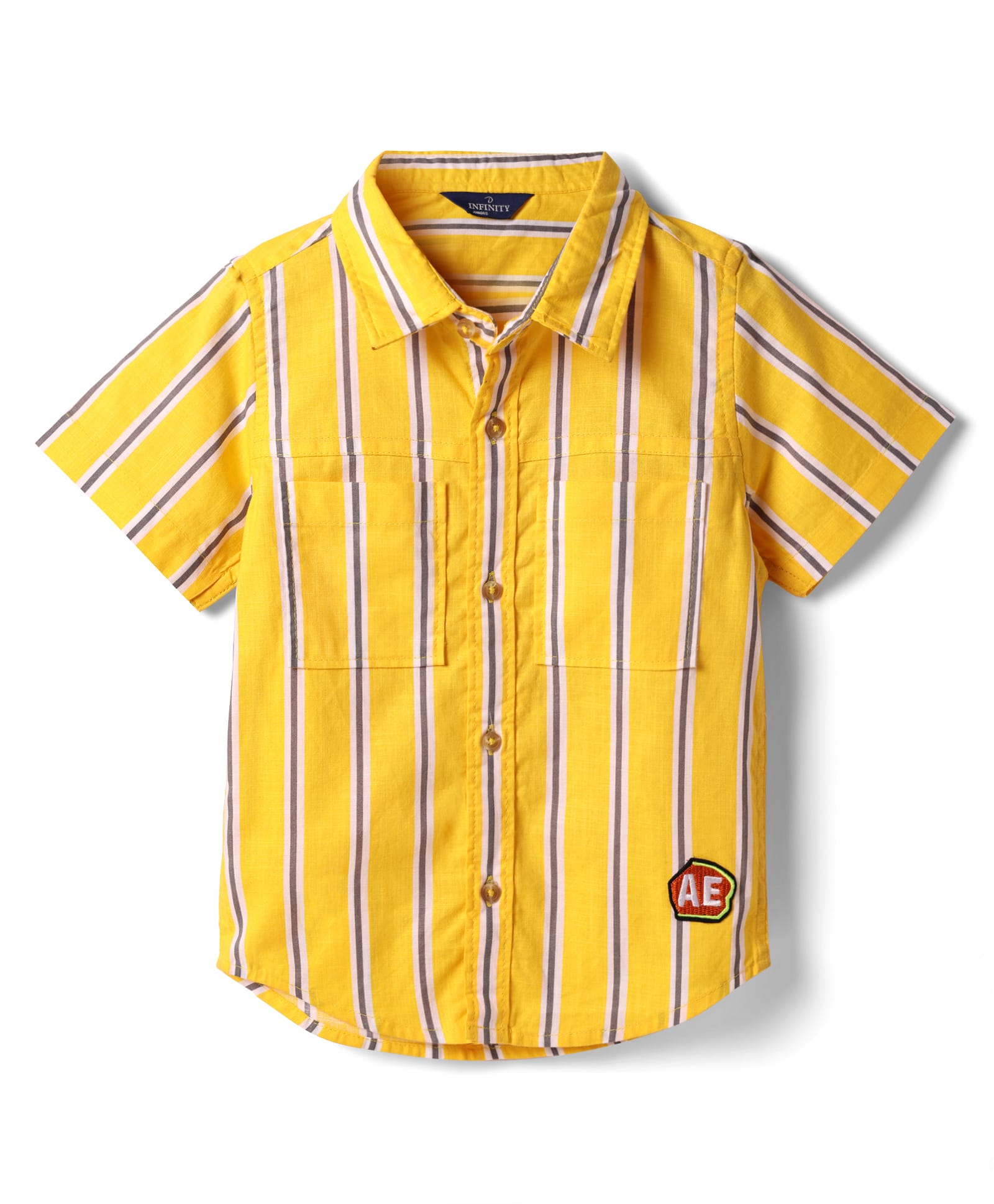 INFINITY Cotton Woven Half Sleeves Striped Shirt - Yellow-image-35