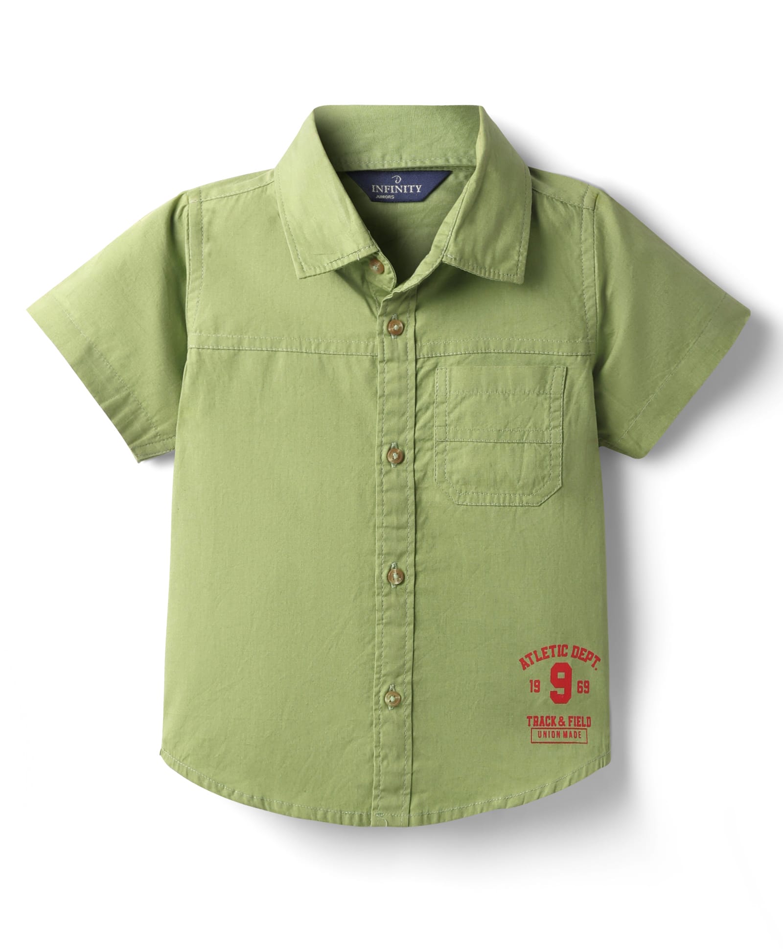 INFINITY Cotton Woven Half Sleeves 9 Number Printed Shirt - Leaf Green-picture-19