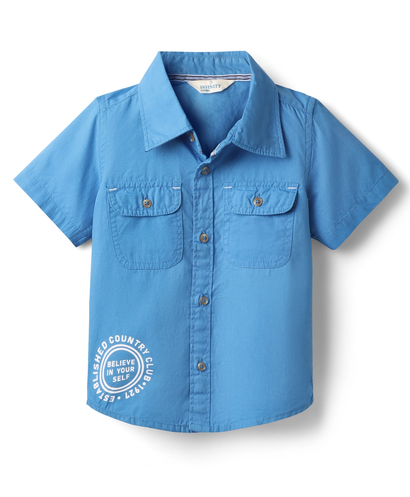 INFINITY Cotton Woven Half Sleeves Believe In Yourself Printed Text Shirt - Blue-picture-11