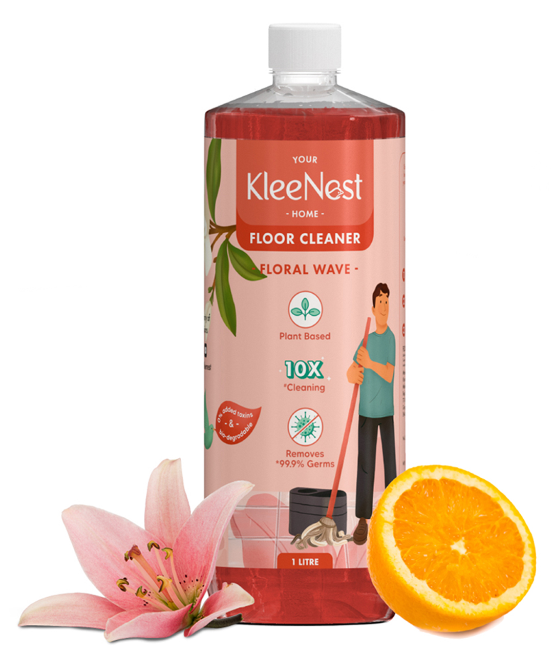Kleenest Natural Eco-friendly Floor Cleaner Liquid 1 Litre, Floral Wave| Removes 99.9% Germs| Plant Based, Non-Toxic, Kids Safe & Pet Friendly| For all Tile, Marble, Granite & wooden floors-image-36