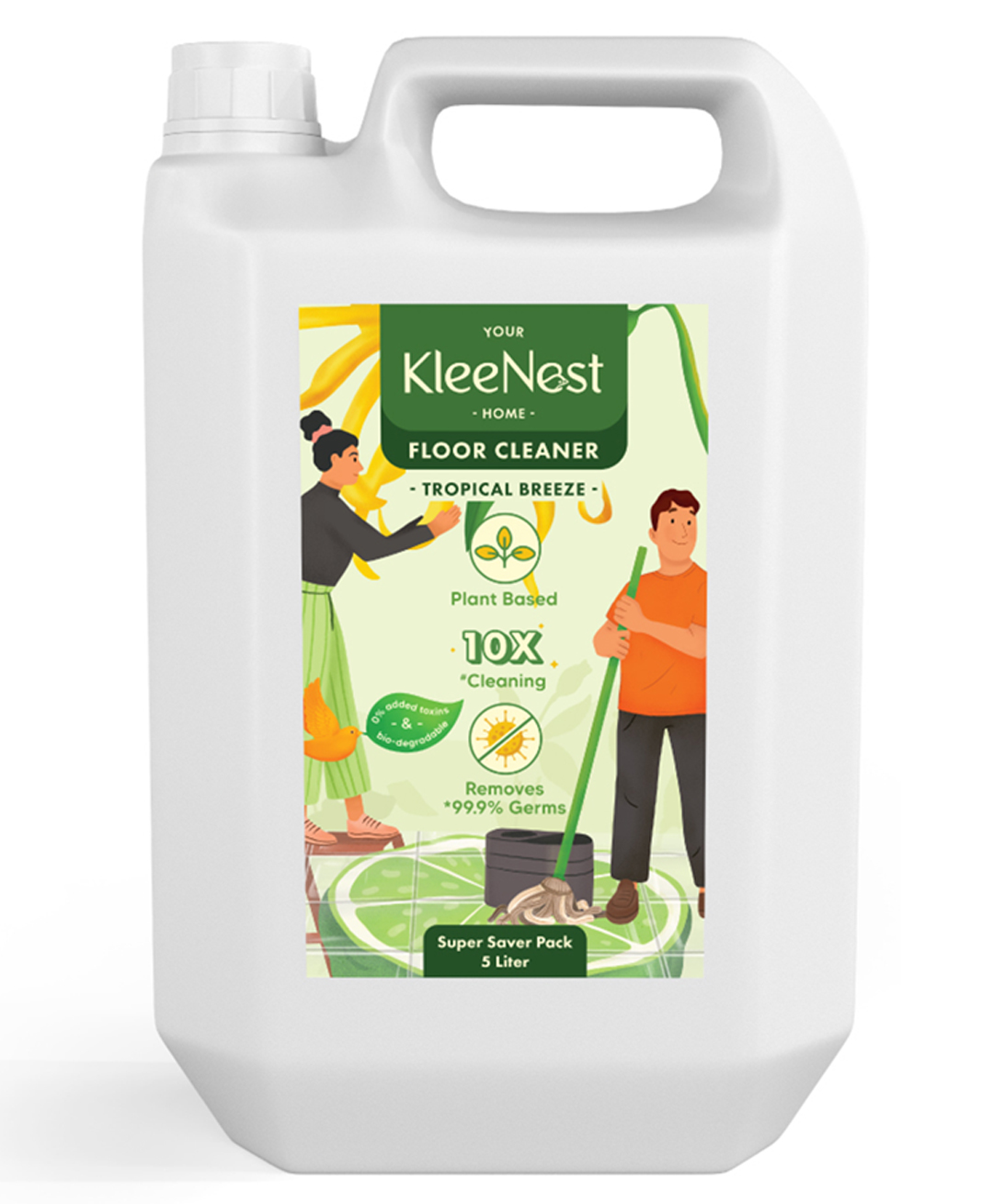 Kleenest 5 Litre Natural Eco-friendly Floor Cleaner, Tropical Breeze| Removes 99.9% Germs| Plant Based, Non-Toxic, Kids Safe & Pet Friendly| For all Tile, Marble, Granite & wooden floors-image-32