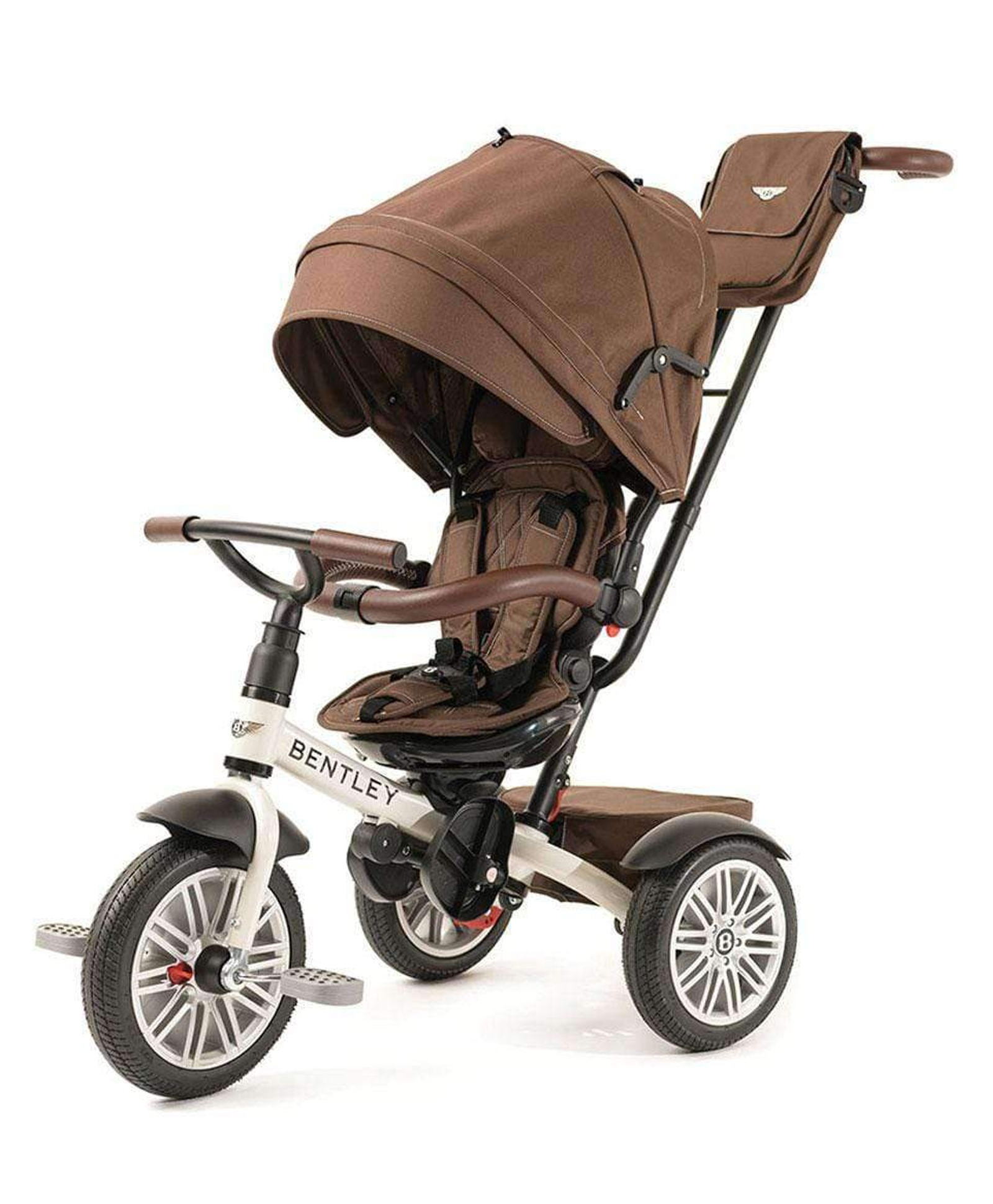 Bentley 6-in-1 Baby Stroller-Bentley Continental GT Speed Replica Wheel Rotating Seat With Bentley Bag - White-image-39