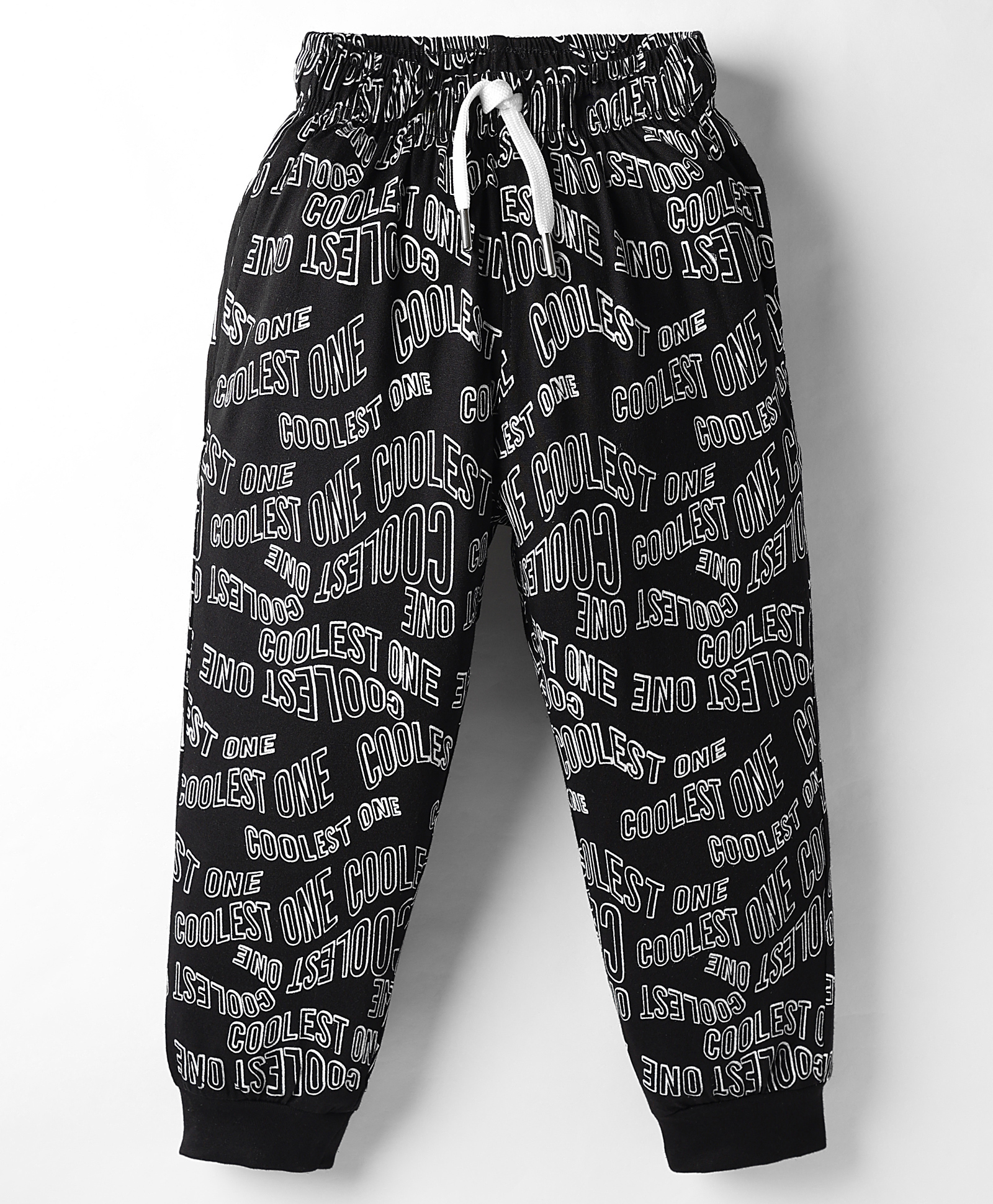 Smarty Boys Sinker Knit Full Length Lounge Pant With Text Print - Black-picture-12