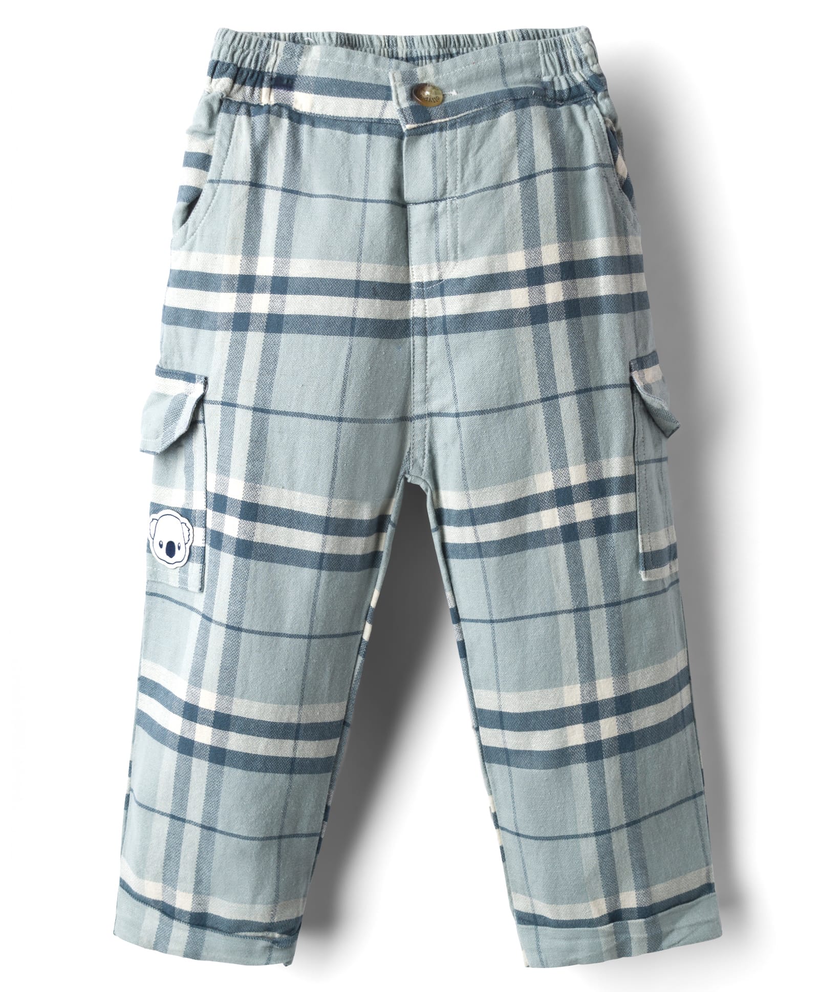 Ollypop Textile Woven Full Length Trouser With Checks - Turquoise-picture-27