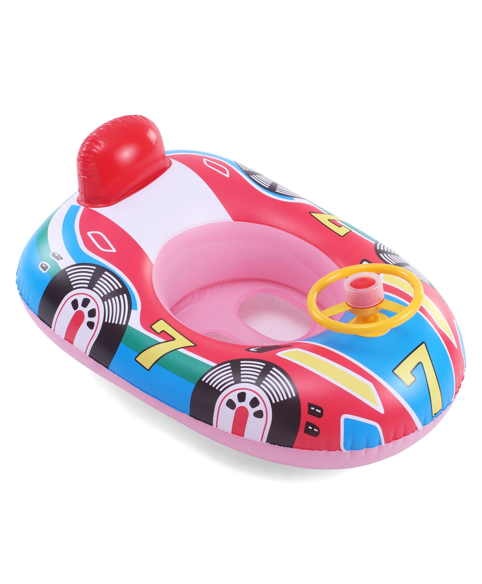 Babyhug Inflatable Swimming Ring Pink | For 3+ years Boys & Girls| Durable Vinyl Pool Float| Swimming Ride On with Steering Wheel