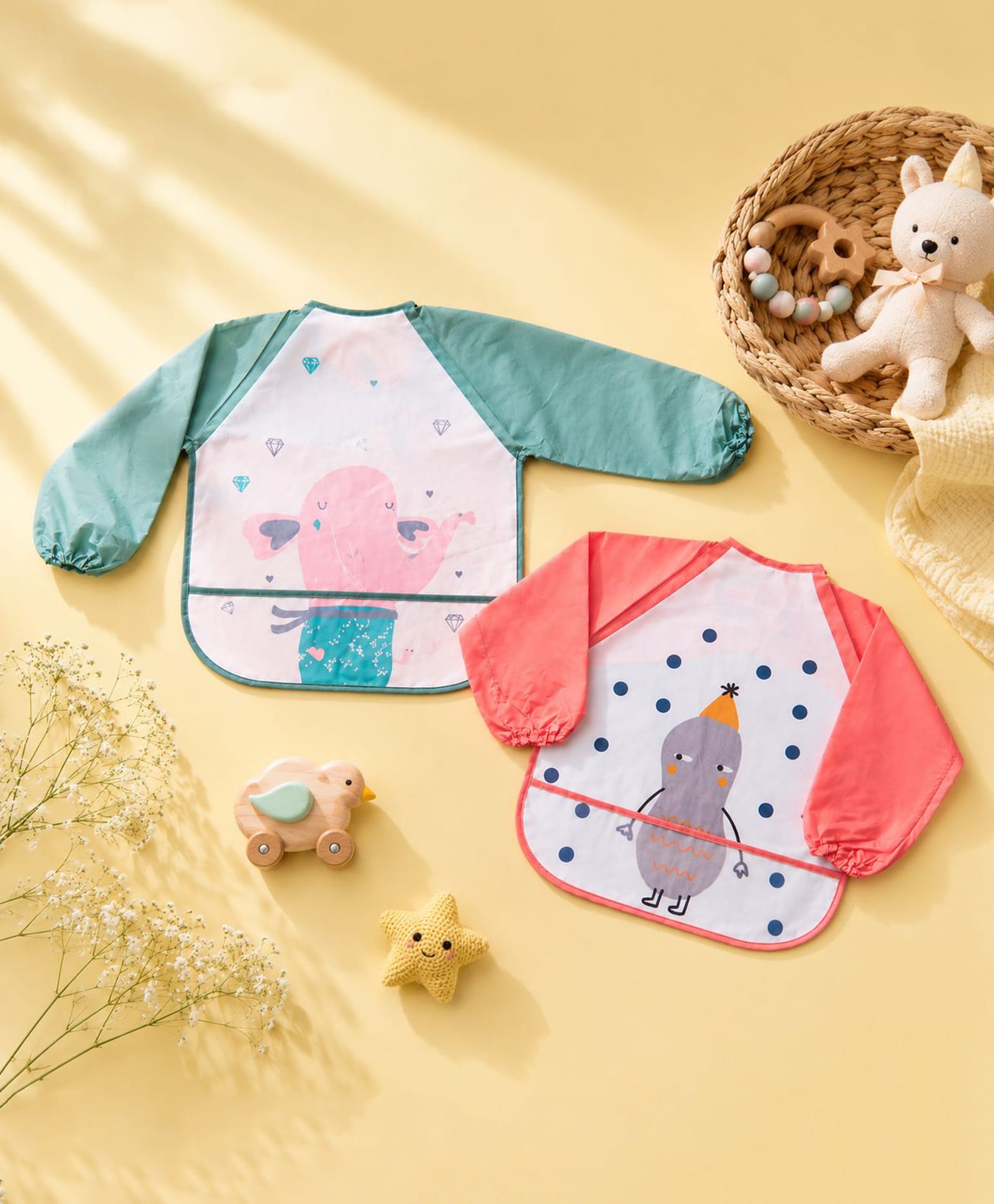 Kicks & Crawl Flap and Splash Full Bibs - Pack of 2 Multicolor-image-2