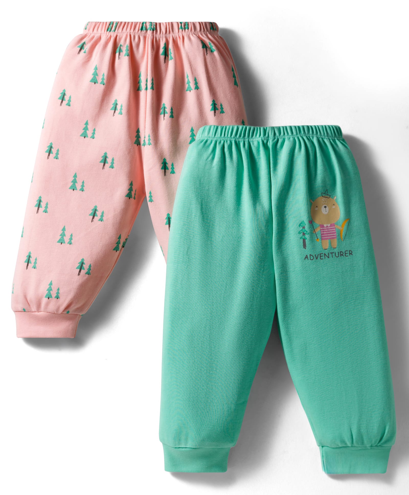 Tango Interlock Knit Full Length Lounge Pants With Animal Print Pack Of 2 - Green & Pink-picture-24