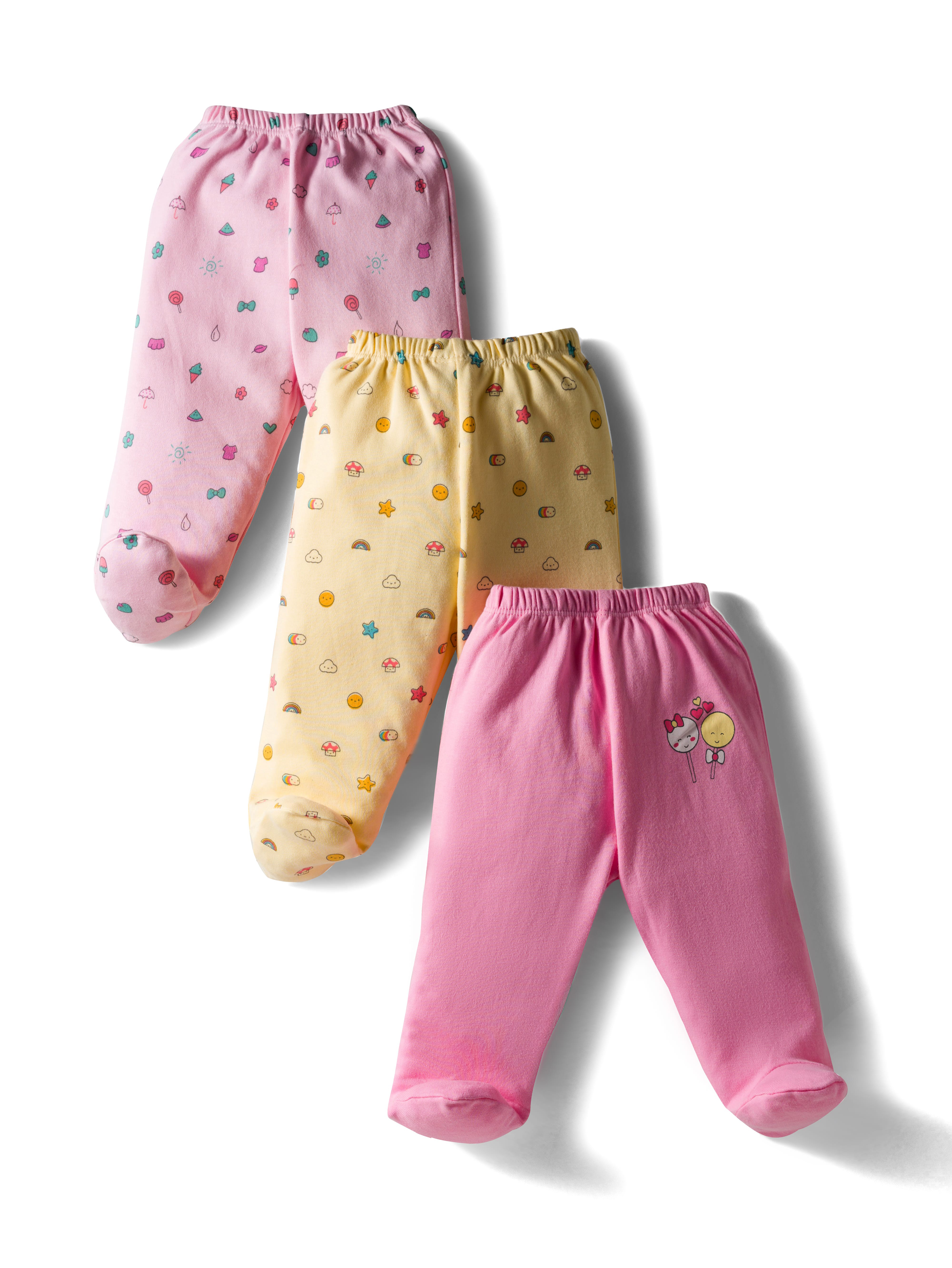 Tango Interlock Knit Bootie Leggings with Tropical Prints Pack of 3 - Pink & Yellow-picture-27