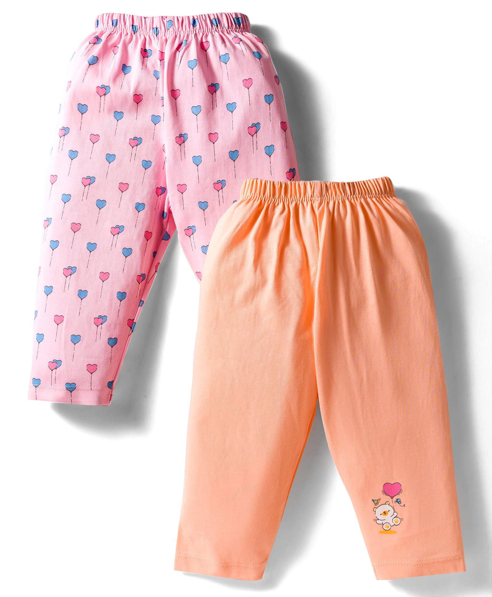 Tango Single Jersey Knit Full Length Lounge Pants with Heart Print Pack of 2 - Pink & Orange-image-27