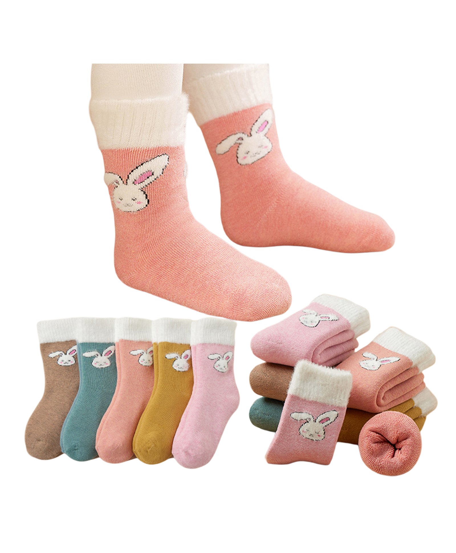 Bembika Cotton Pack Of 5 Bunny Designed Anti Skid Socks - Multi Colour-picture-23