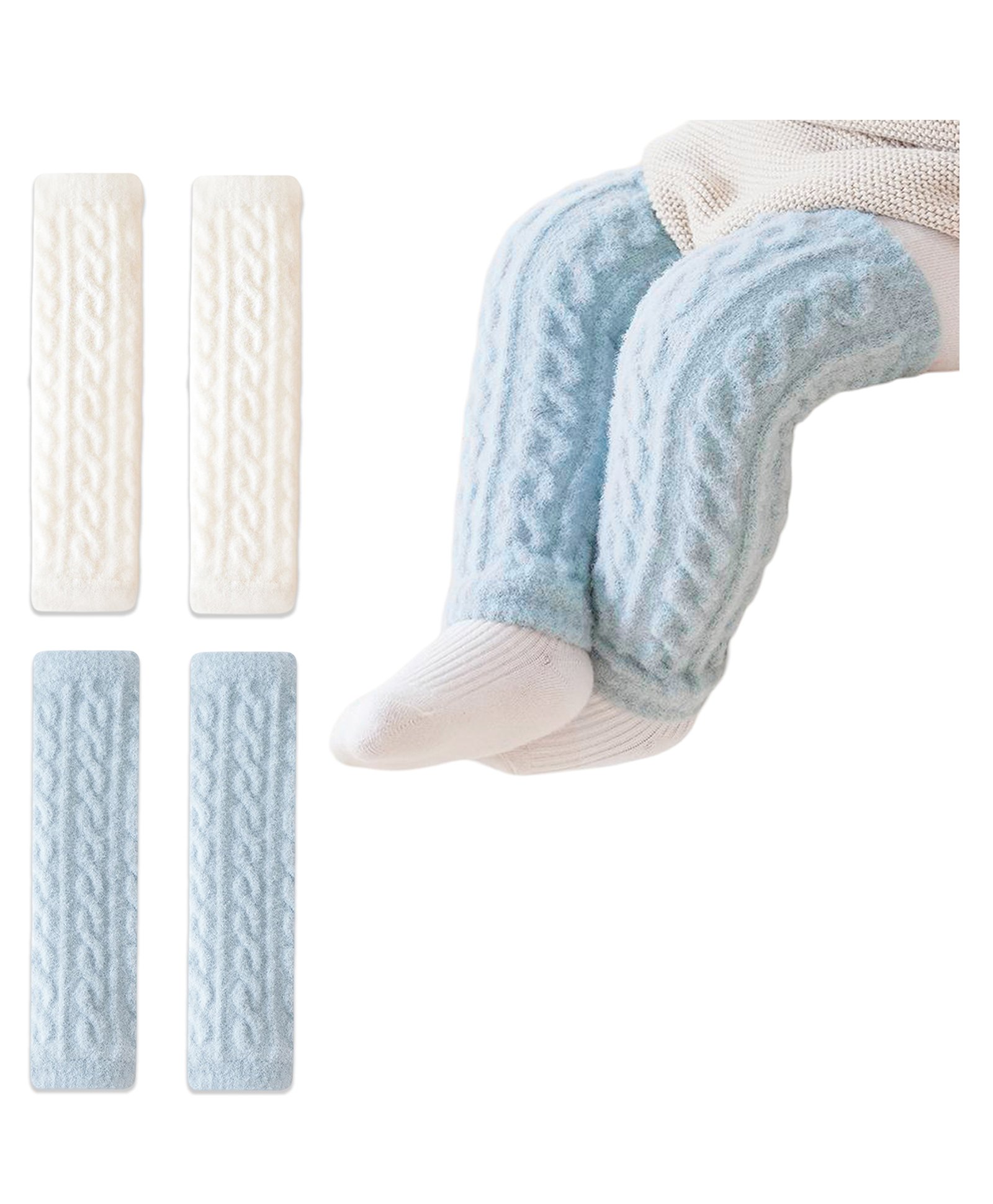 Bembika Cotton Pack Of 2 Cable Knit Designed Leg Warmers - Multi Colour-image-21