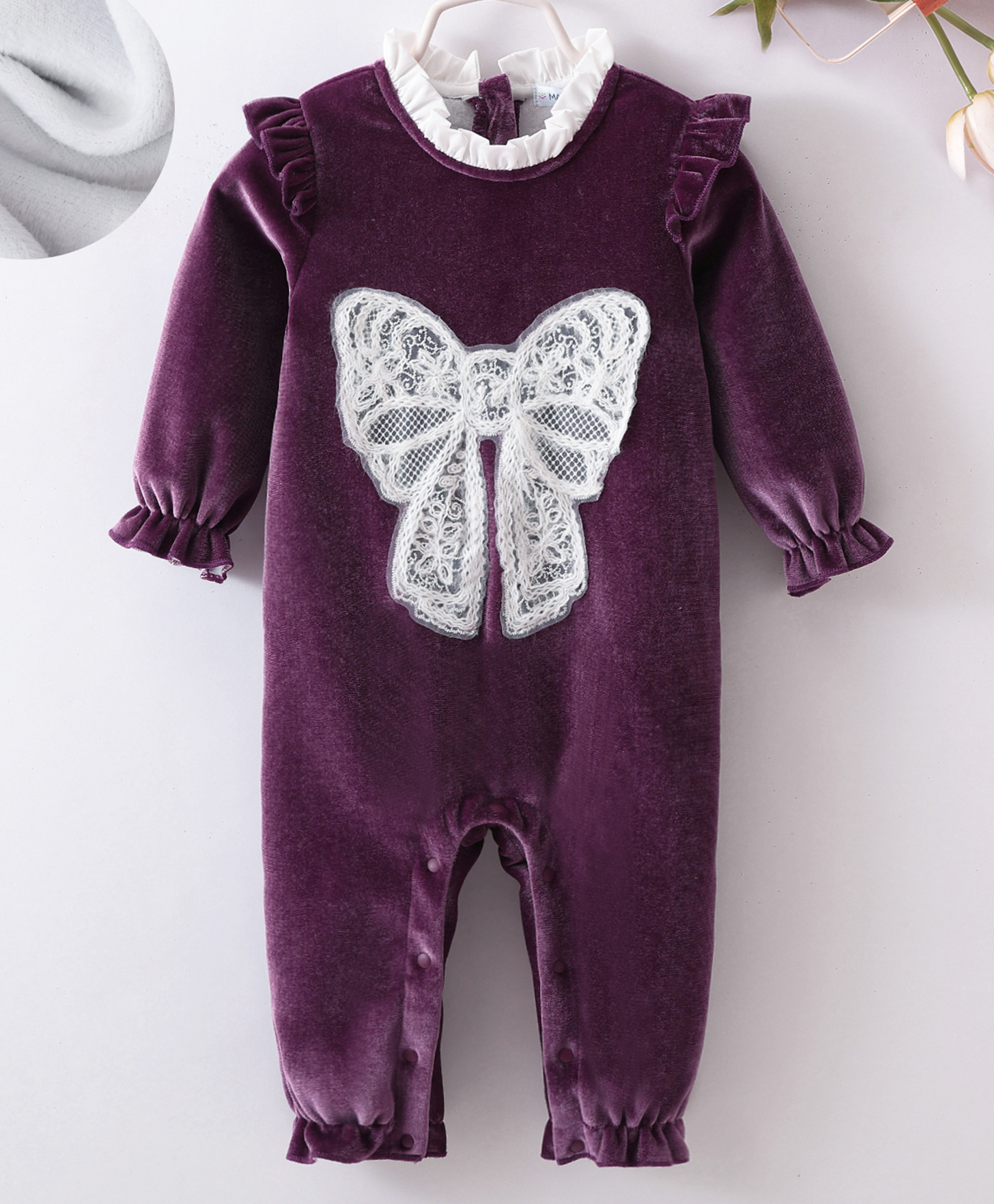 Mark & Mia Full Sleeves Romper With Butterfly Applique - Purple-image-27