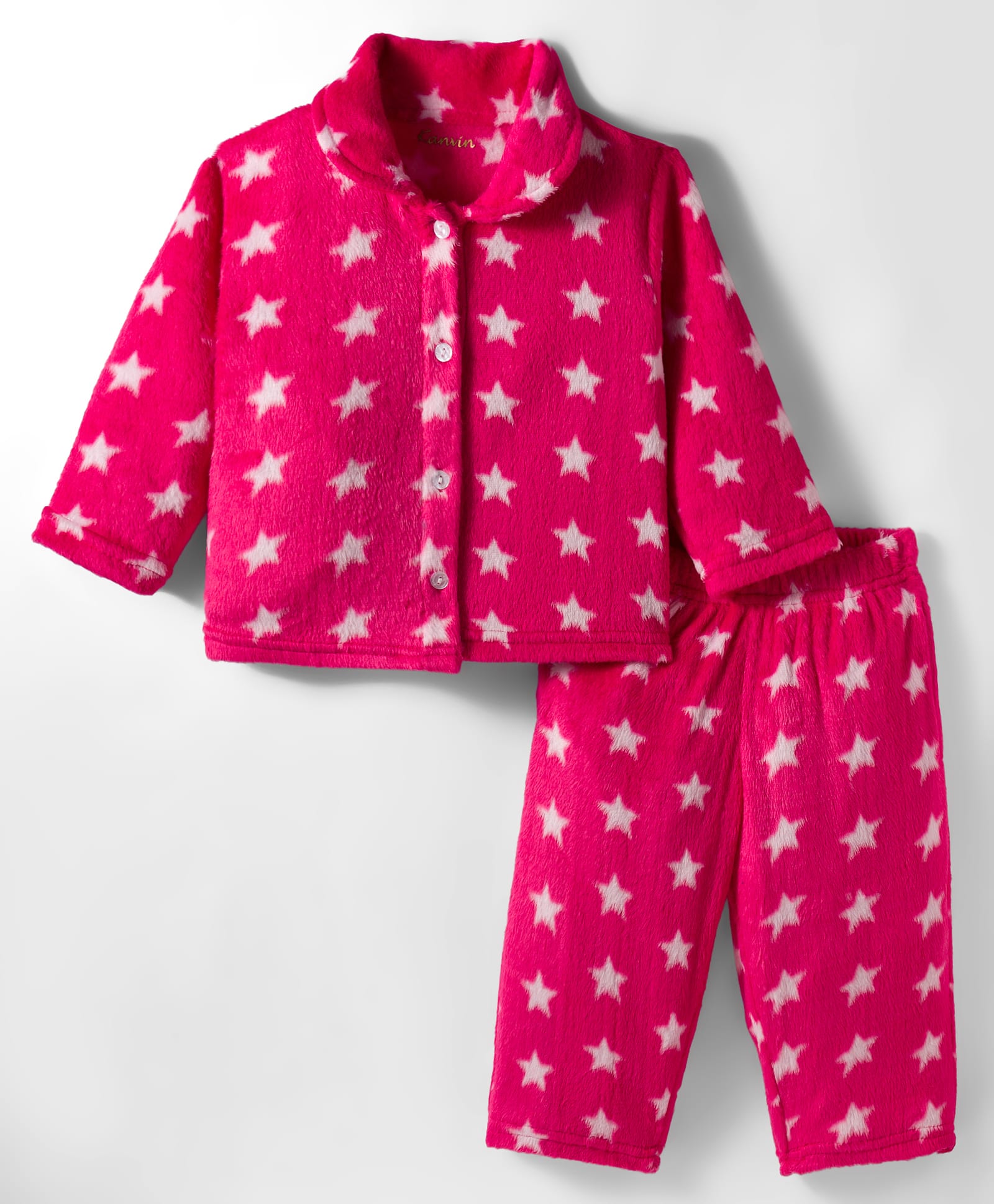 Kanvin Knit Full Sleeves Co-ords Winter Night Suit with Star Print - Dark Pink-image-43