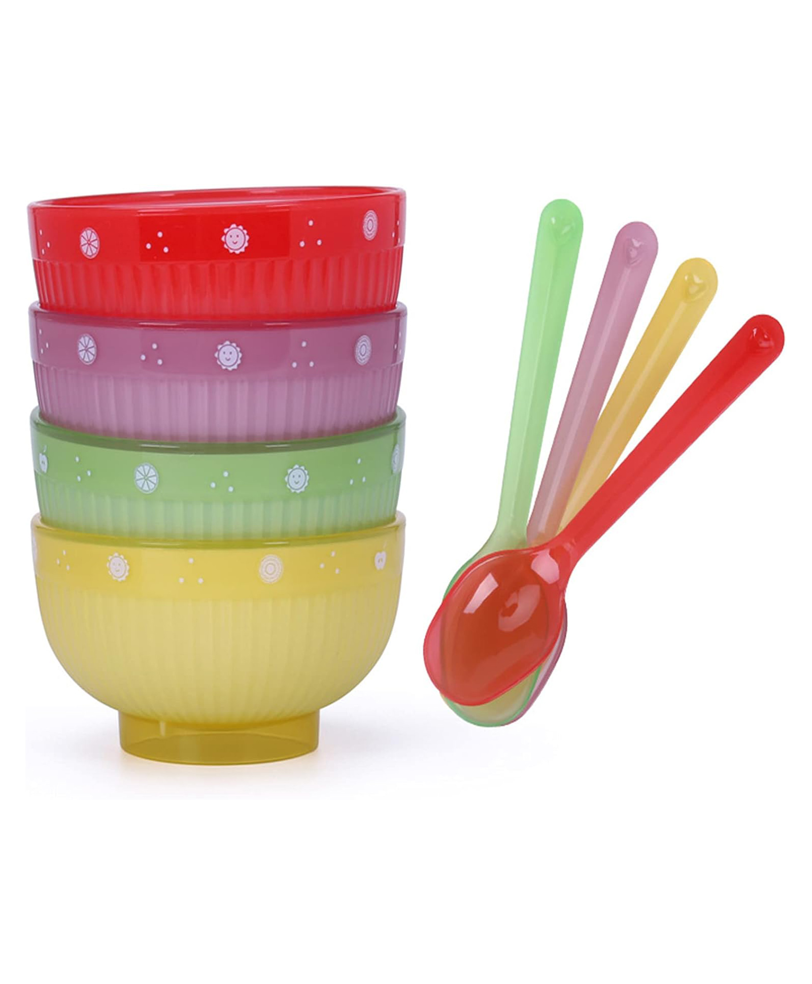 SKB Bowl Set Baby Feeding Bowl and Spoon Set, Jelly Bowl Set, Bowls for Kids with Spoon, Bowls for Snacks, Soup Bowl Set (Big) - Multicolor-image-12