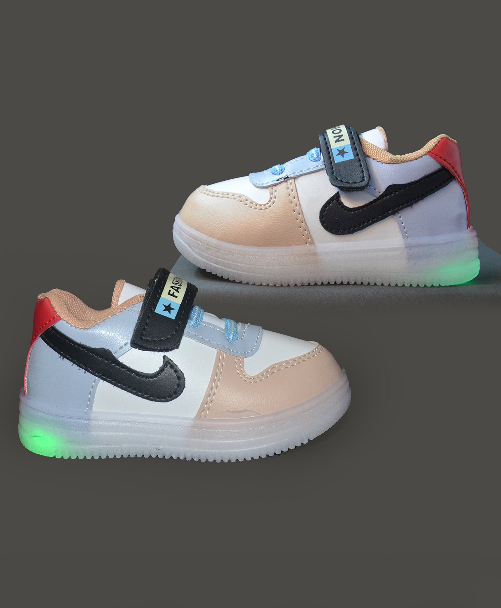 NEW STEPS Colour Blocked LED Velcro Closure Shoes - Peach-picture-14