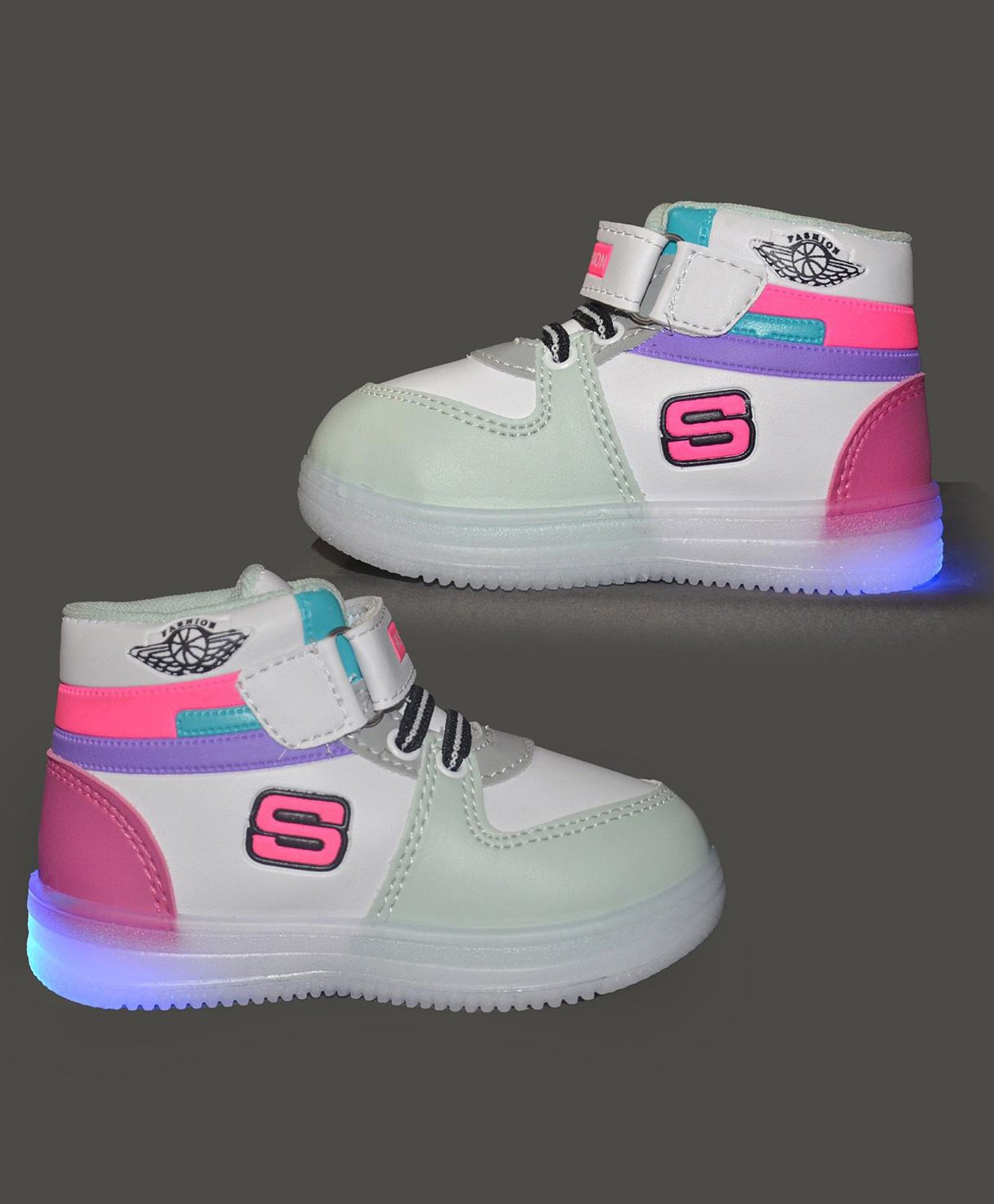 NEW STEPS S Alphabet Patch Detailed LED Shoes - Pink-picture-24