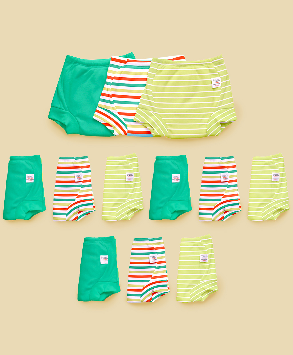 SuperBottoms Padded Underwear for 3-4Y Babies Potty Training Pants for Mess-Free Diaper-Free Time Garden Green Pack of 12-picture-4