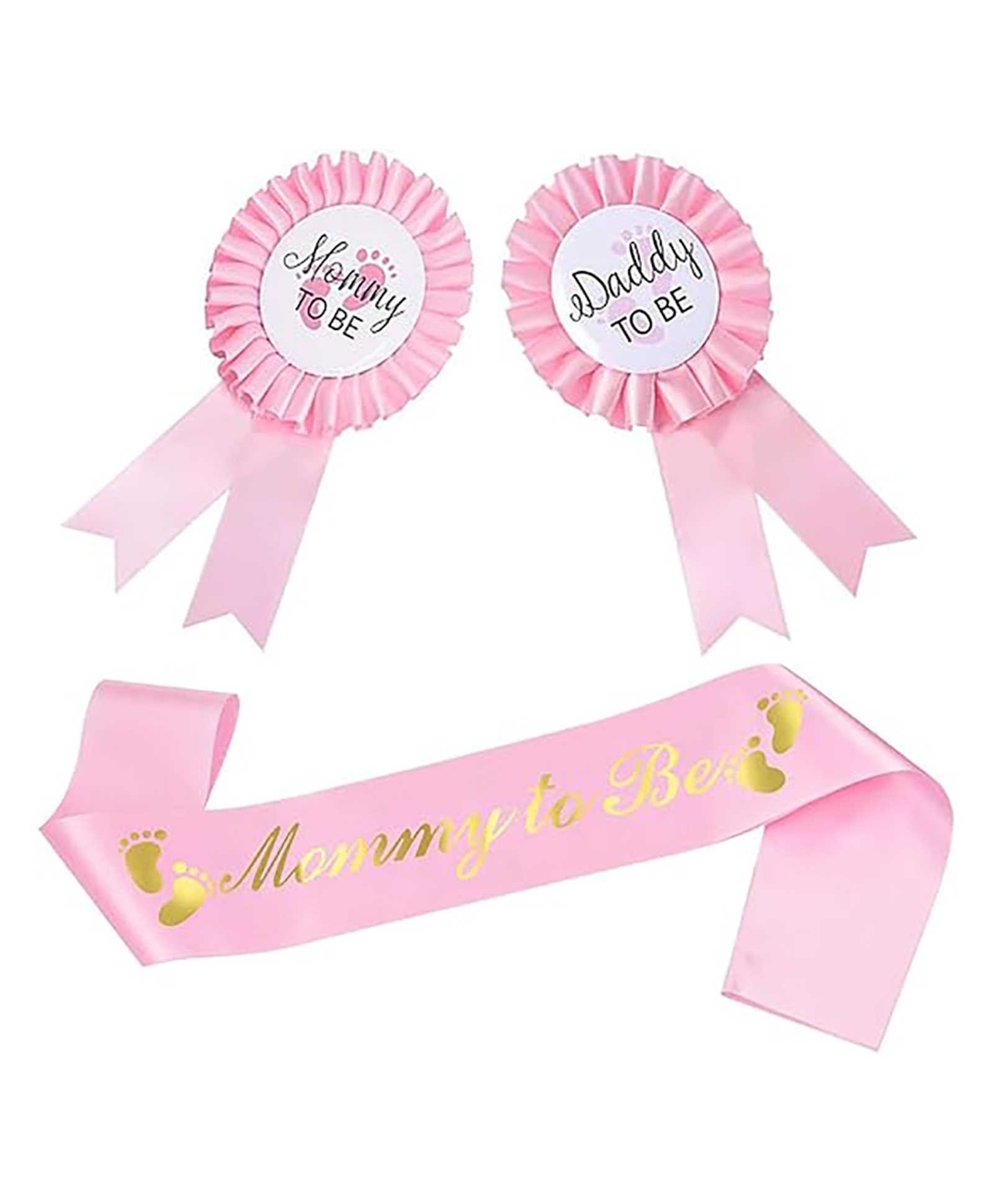 Zyozi Baby Shower Decorations Sash, Daddy and Mommy To Be Badge Pink - Pack Of 3-picture-12