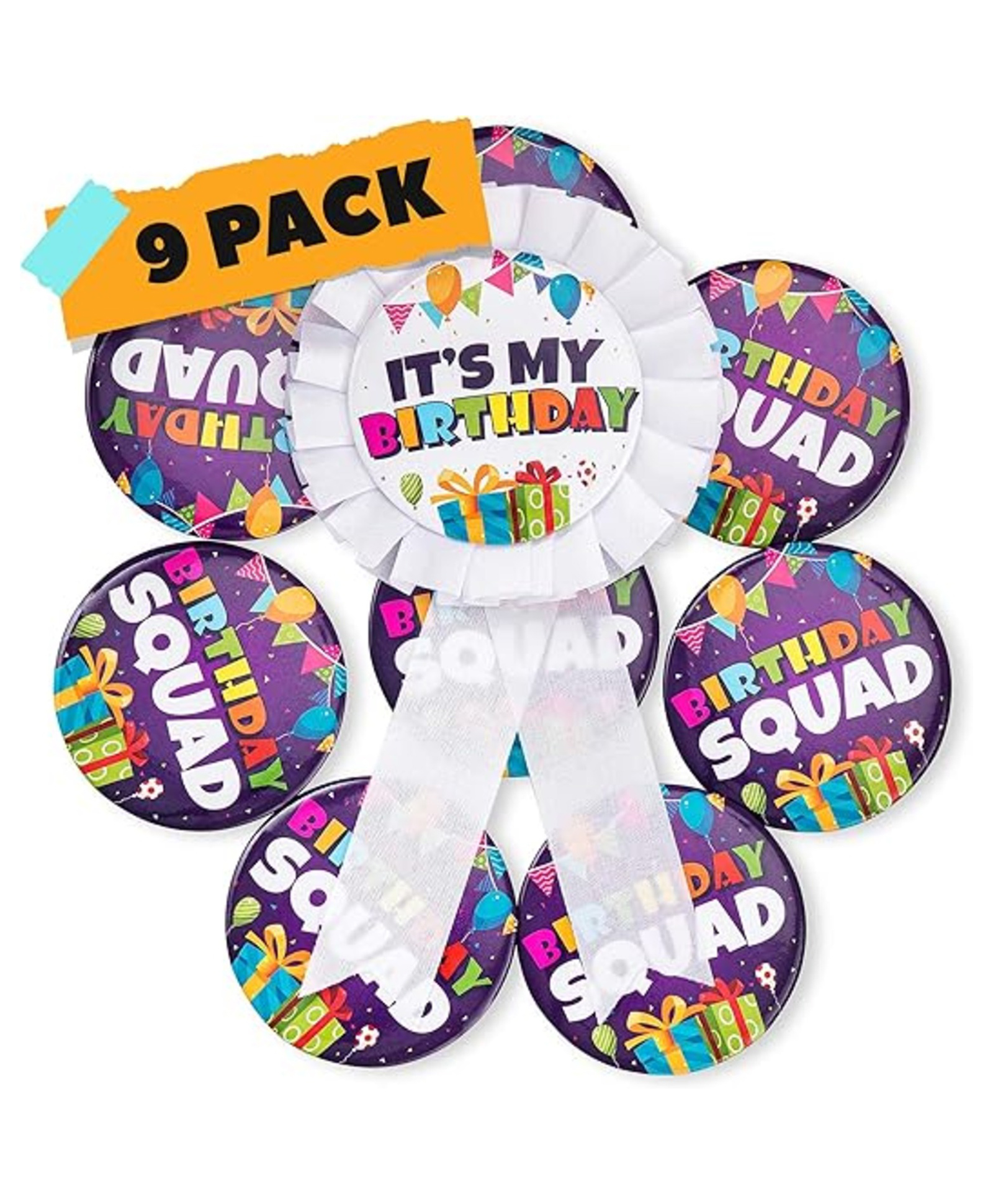 Zyozi 9 pcs Birthday Pin Badges, Birthday Pins for the Whole Birthday Squad-picture-26