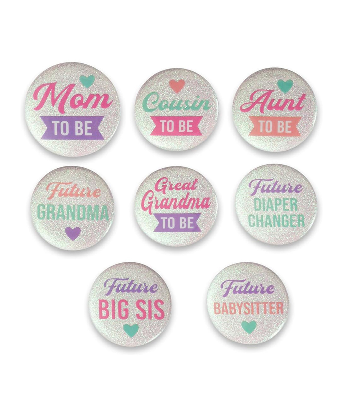 Zyozi Multicolor Round Metal Badge Pins, Baby Shower Badges For Family - Pack Of 8-picture-30