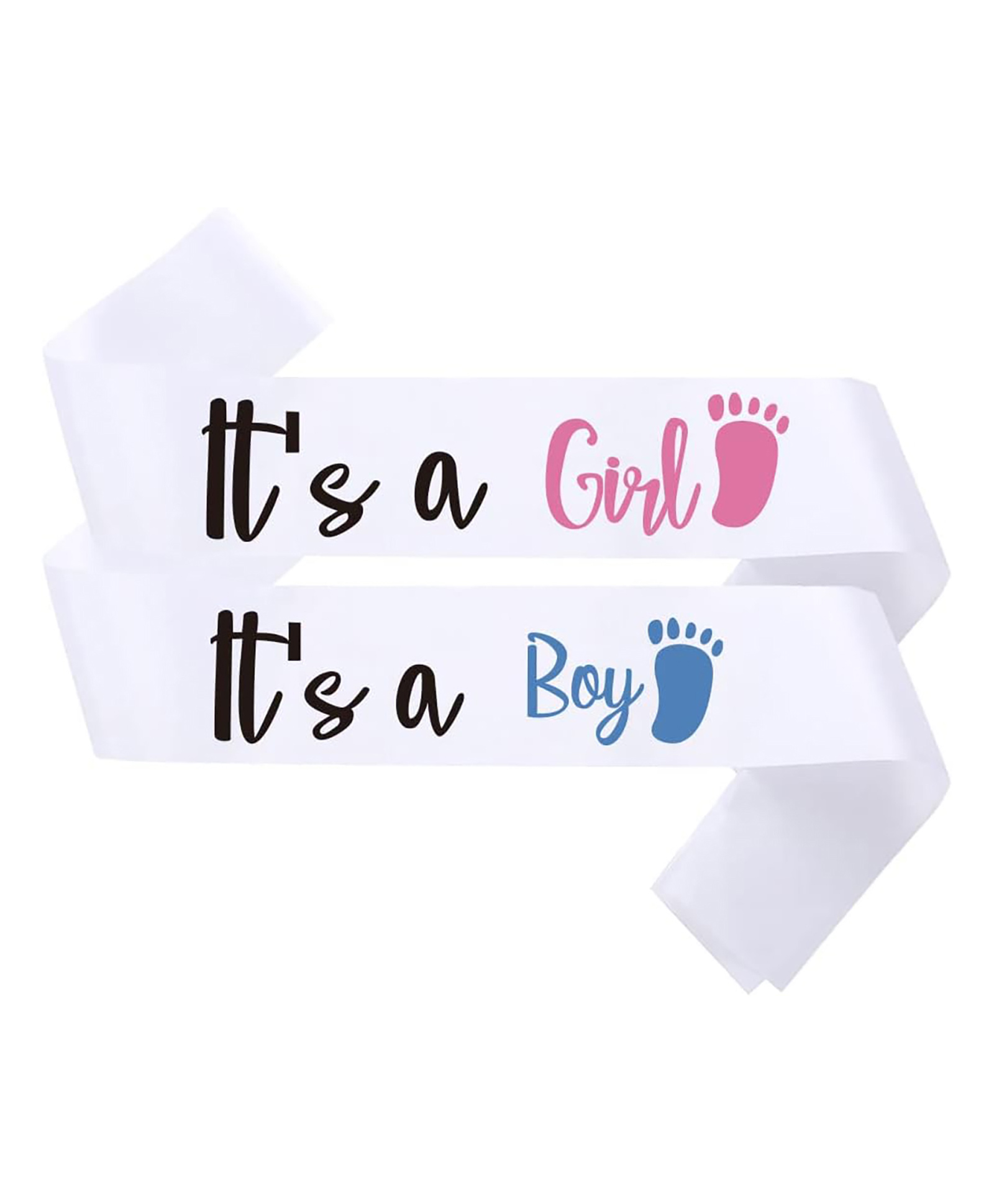 Zyozi Baby Shower Decorations Sash, It's a Girl Sash And It's a Boy Sash - White Pack Of 2-picture-33