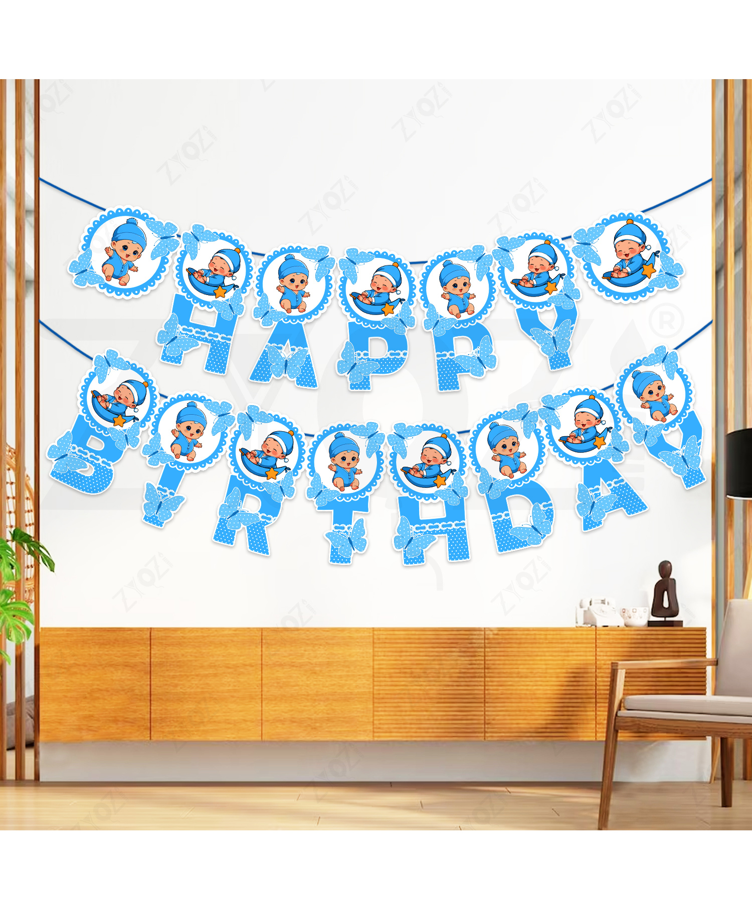 Zyozi Birthday Decorations Paper Banner- Blue-picture-35