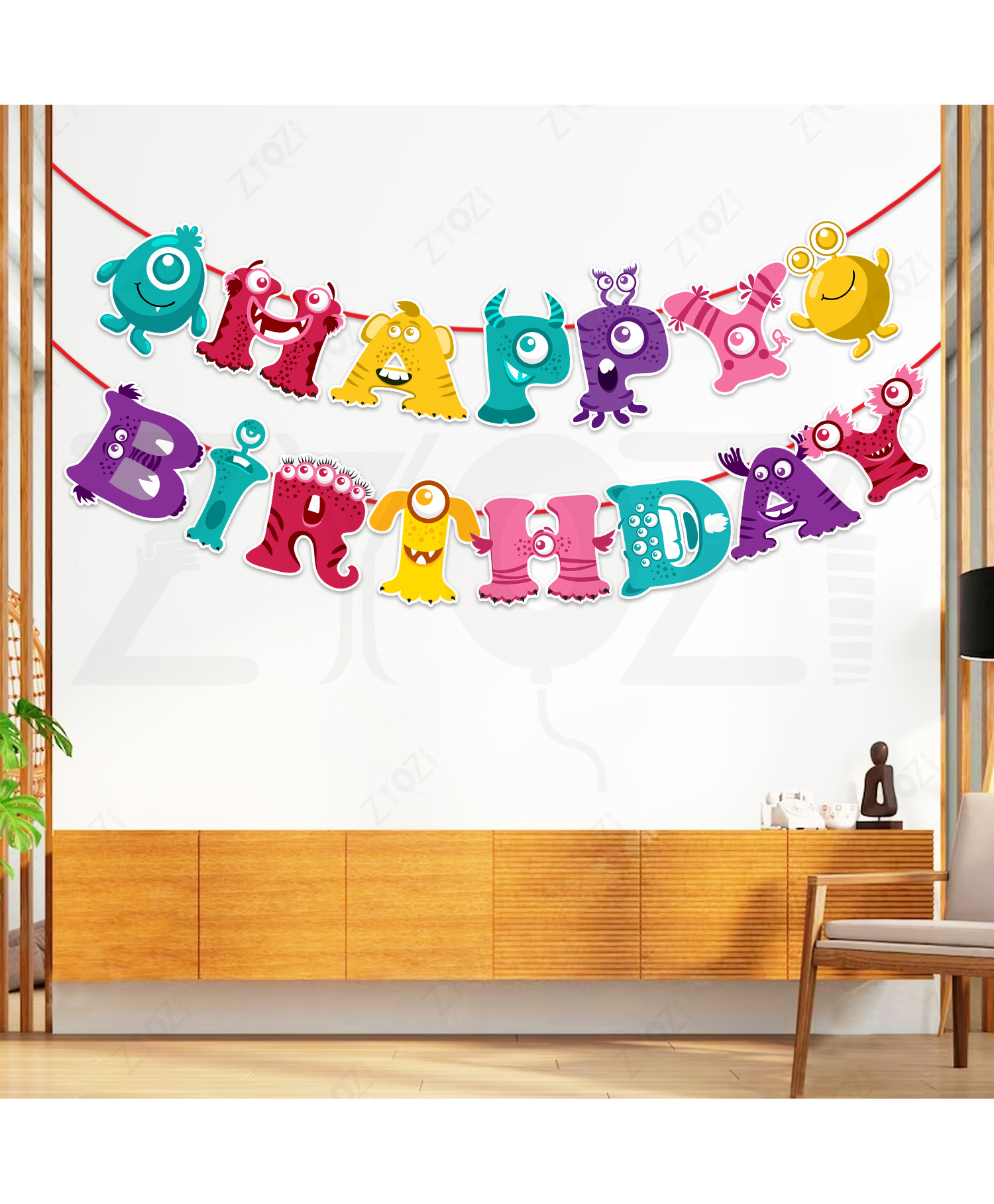 Zyozi Little Monster Theme Birthday Party Banner-picture-37