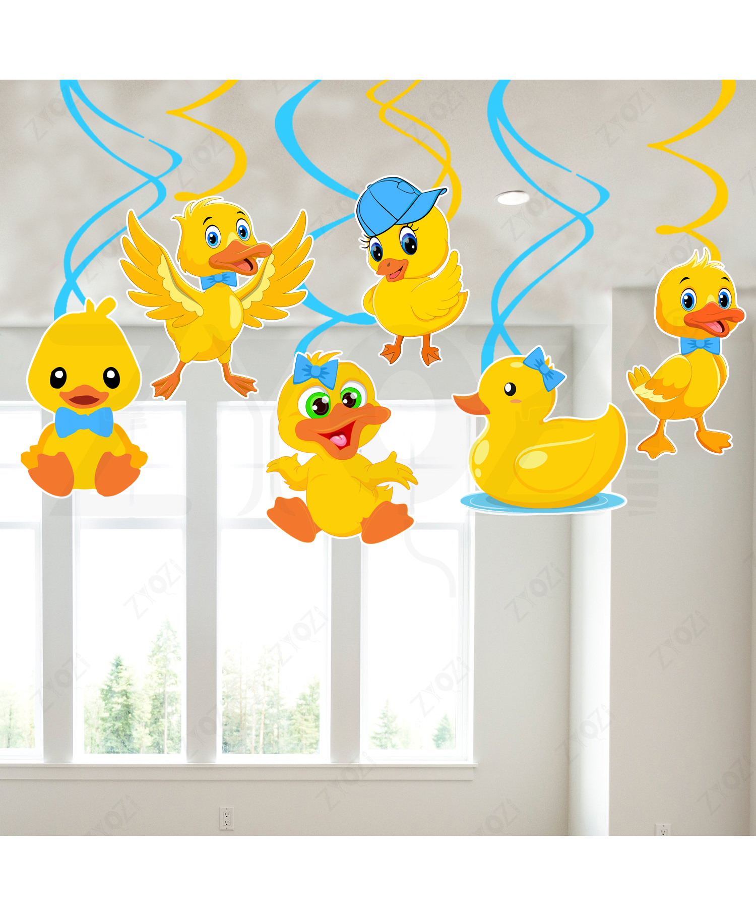 Zyozi Baby Duck Hanging Swirls Yellow Pack Of 6-picture-21