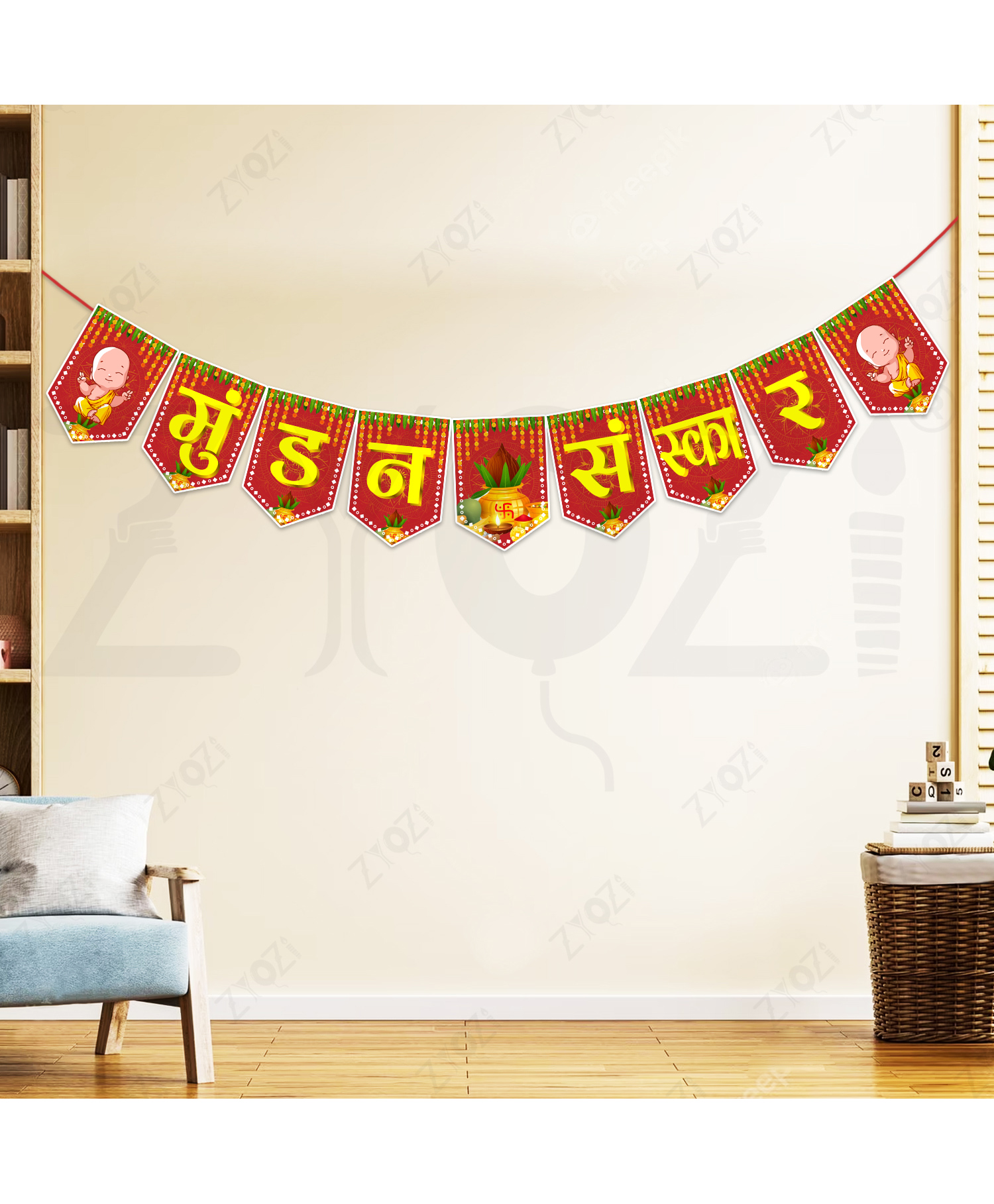 Zyozi Mundan Ceremony Hindi Font Mundan Sanskar Banner | Hindi Font Banner-picture-47