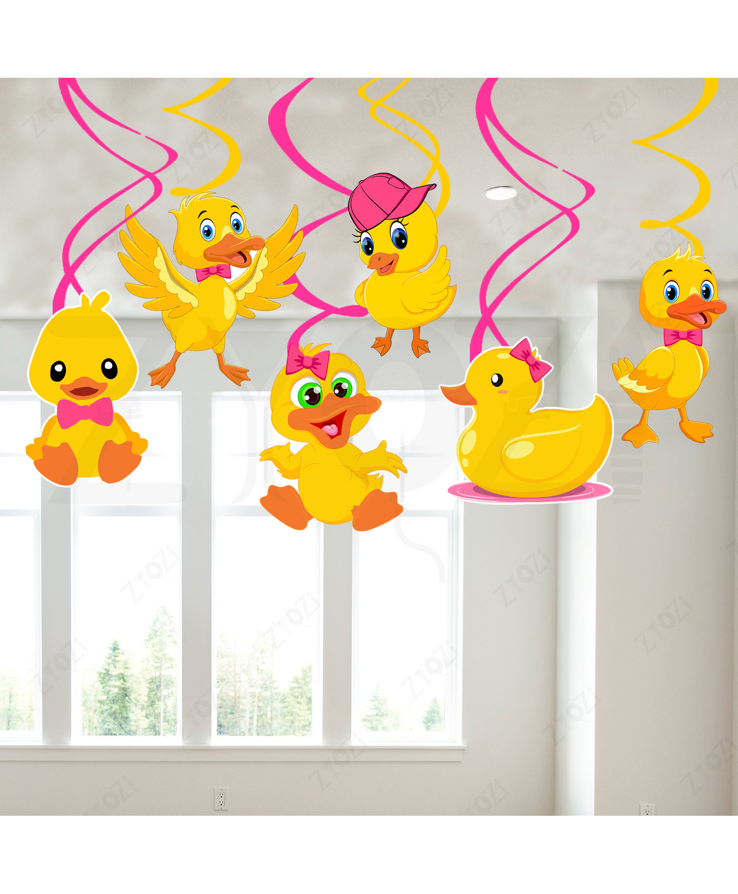 Zyozi Baby Duck Theme Birthday Party Hanging Swirls Decorations - Yellow Pack Of 6-picture-39