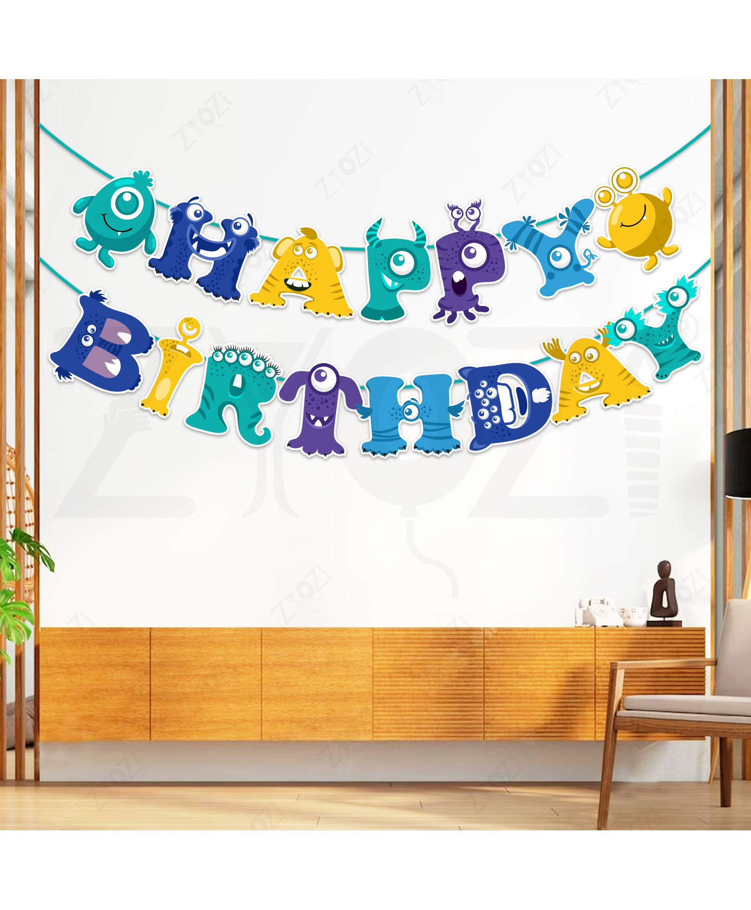 Zyozi Little Monster Theme Birthday Party Decor Banner | Monster Theme Party-picture-41