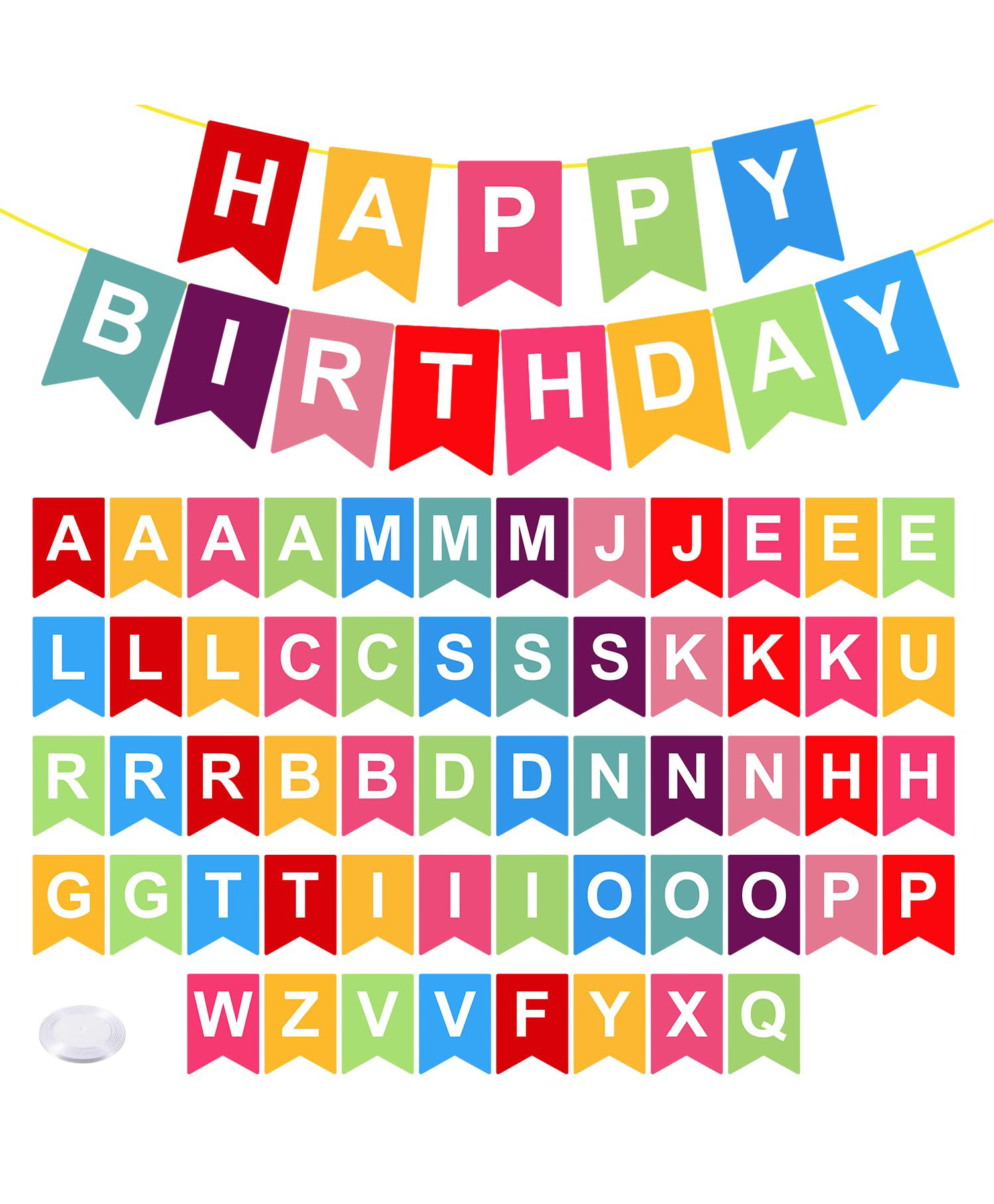 Zyozi MultiColor Customized Birthday Banner, Birthday Paper Banner with Name - Set of 1