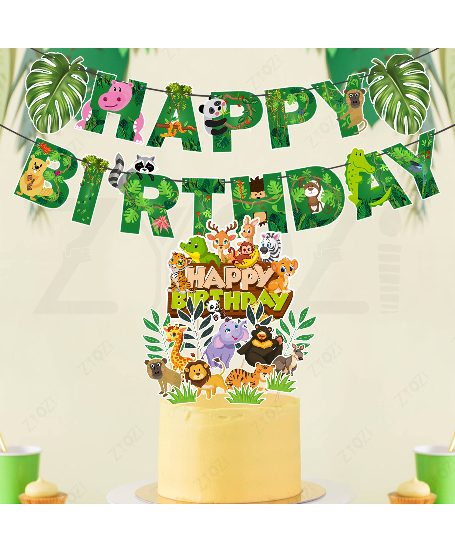 Zyozi Sarafi Theme Birthday Decorations Combo Banner, Cake & Cupcake Topper - Set Of 16-image-48