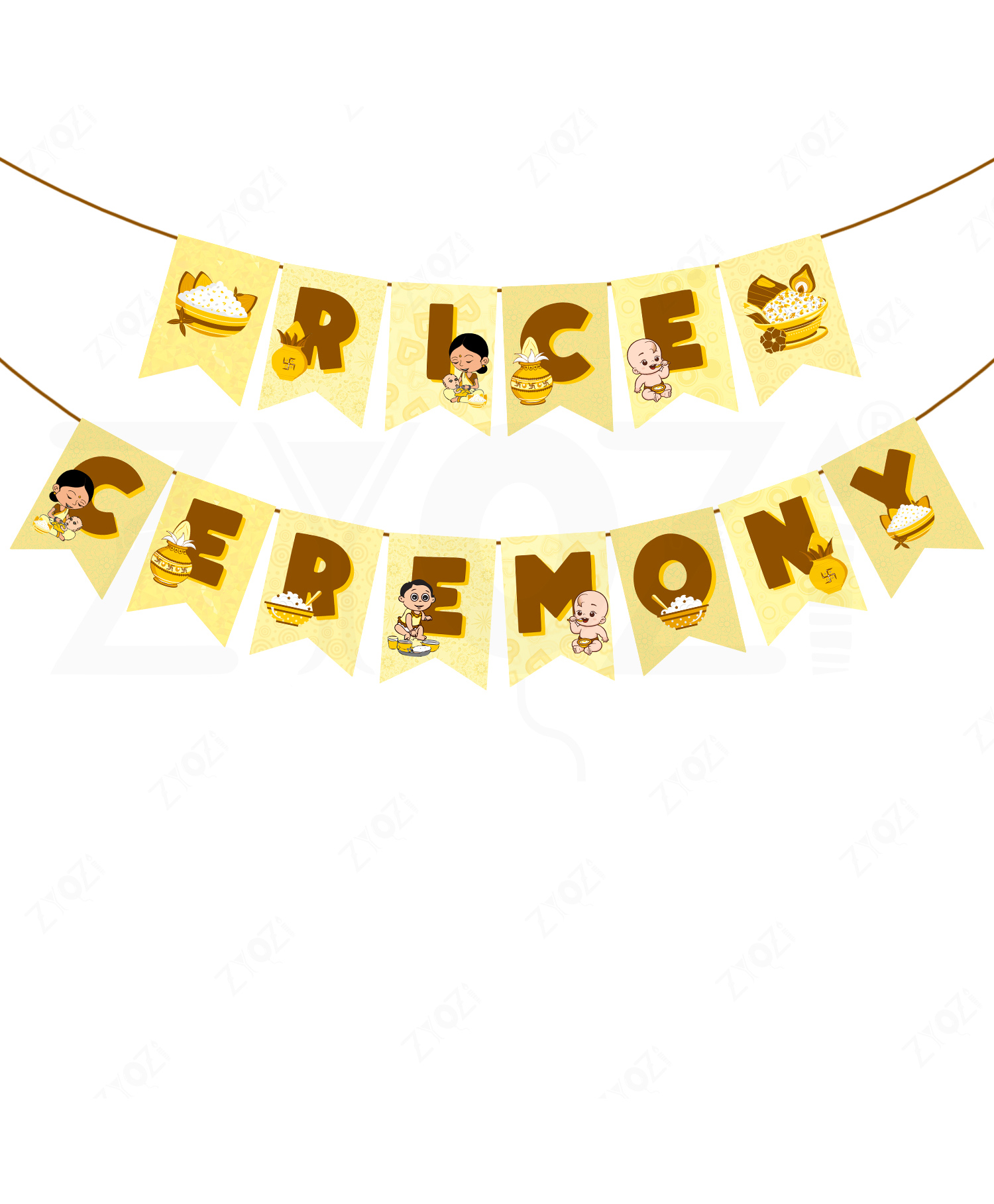 Zyozi Rice Ceremony Decoration Items - Rice Ceremony Banner Yellow & Brown-picture-47