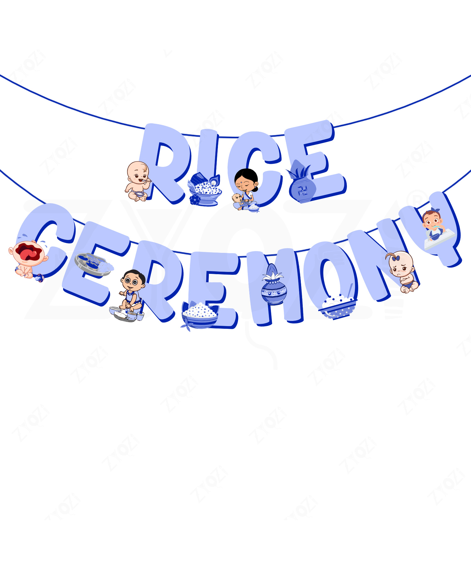 Zyozi Rice Ceremony Decorations Items, Rice Ceremony Banner (Blue)-picture-46