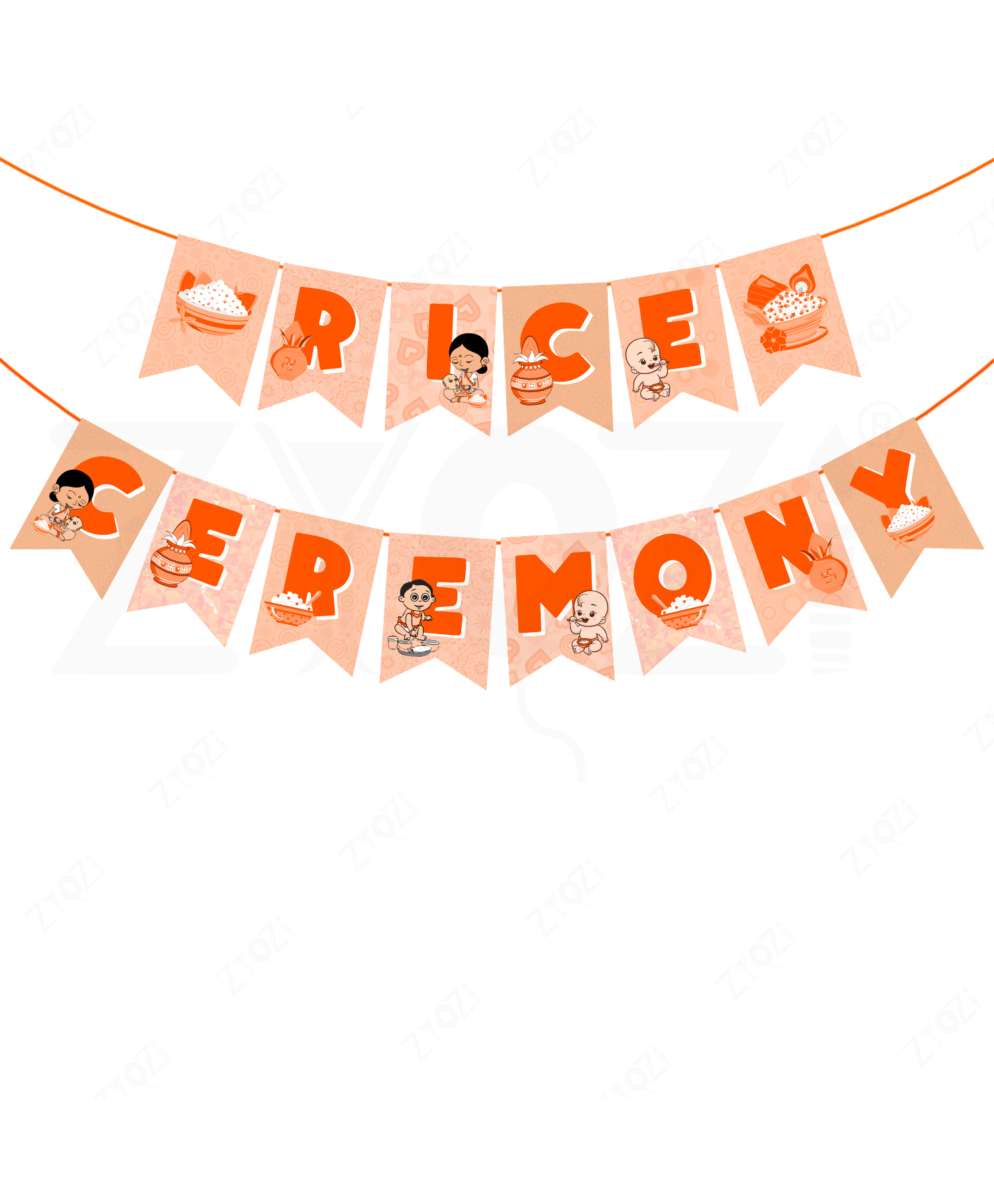 Zyozi Rice Ceremony Banner, Rice Ceremony Decorations Item (Orange)-picture-42