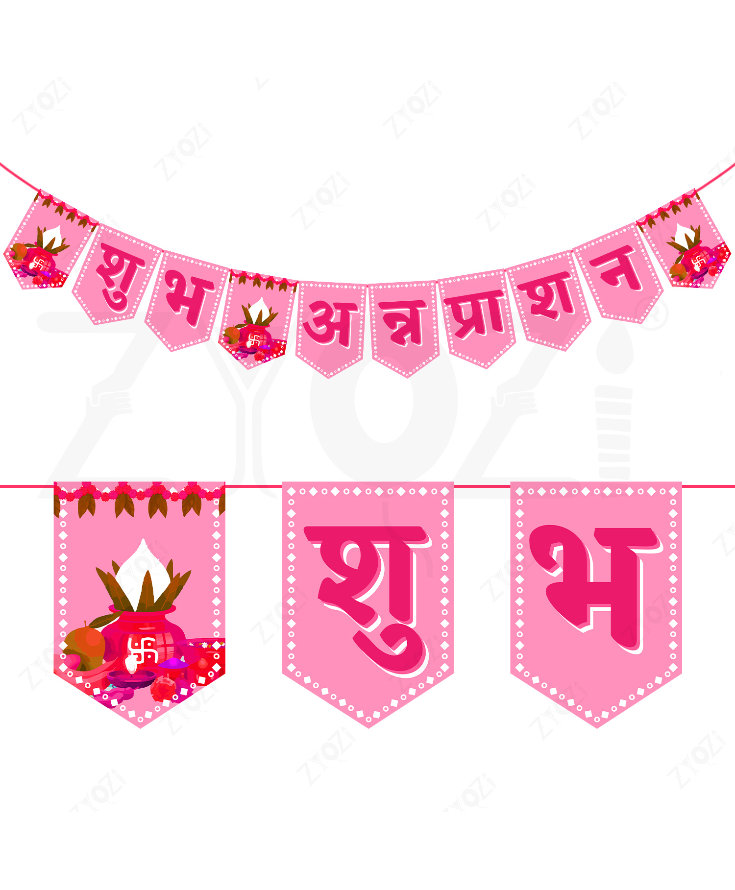 Zyozi Shubh Annaprashan Decorations Banner - Pink-picture-25