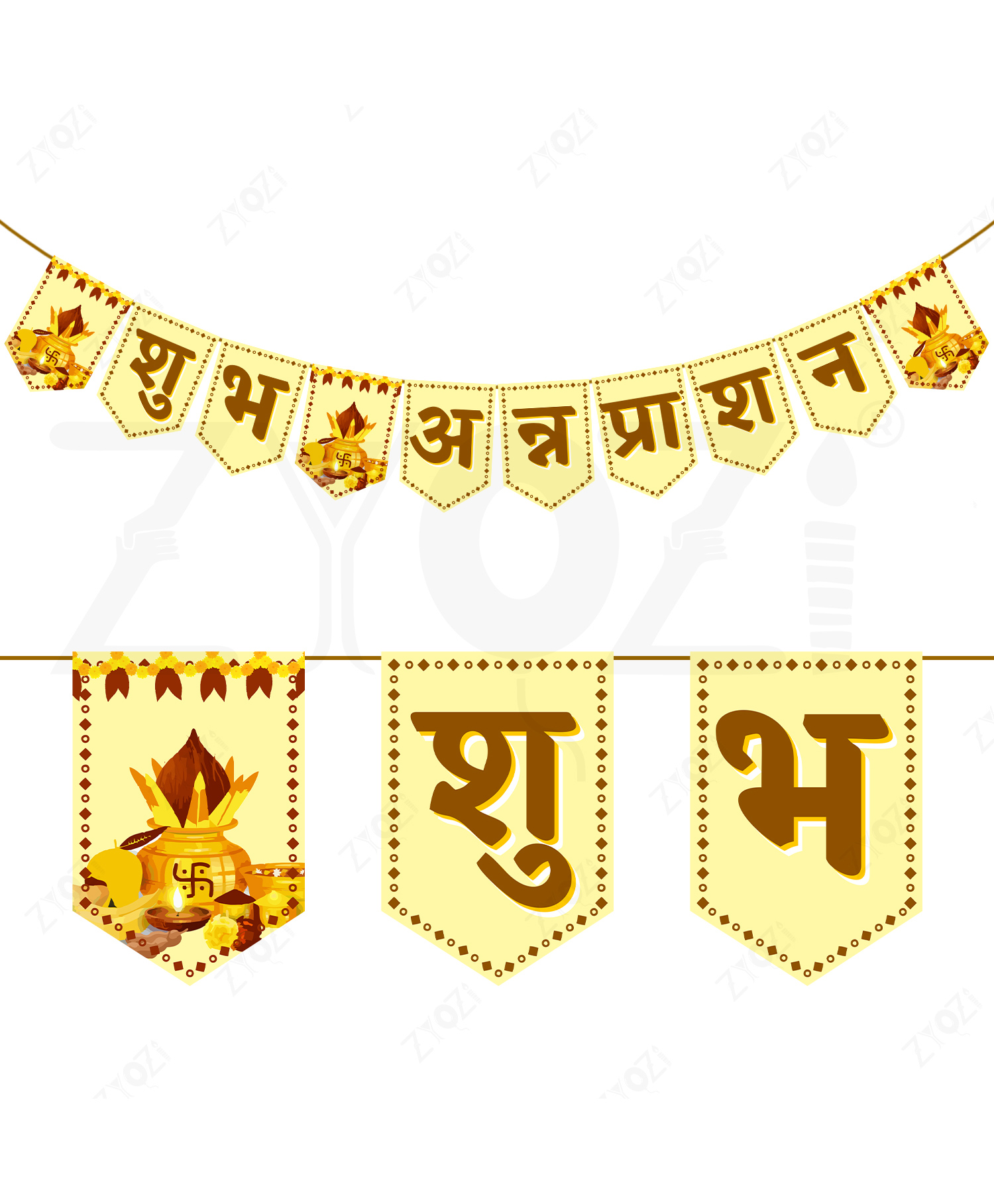 Zyozi Theme Annaprashan Banner Baby Annaprashan Kit -Yellow & Brown-picture-27