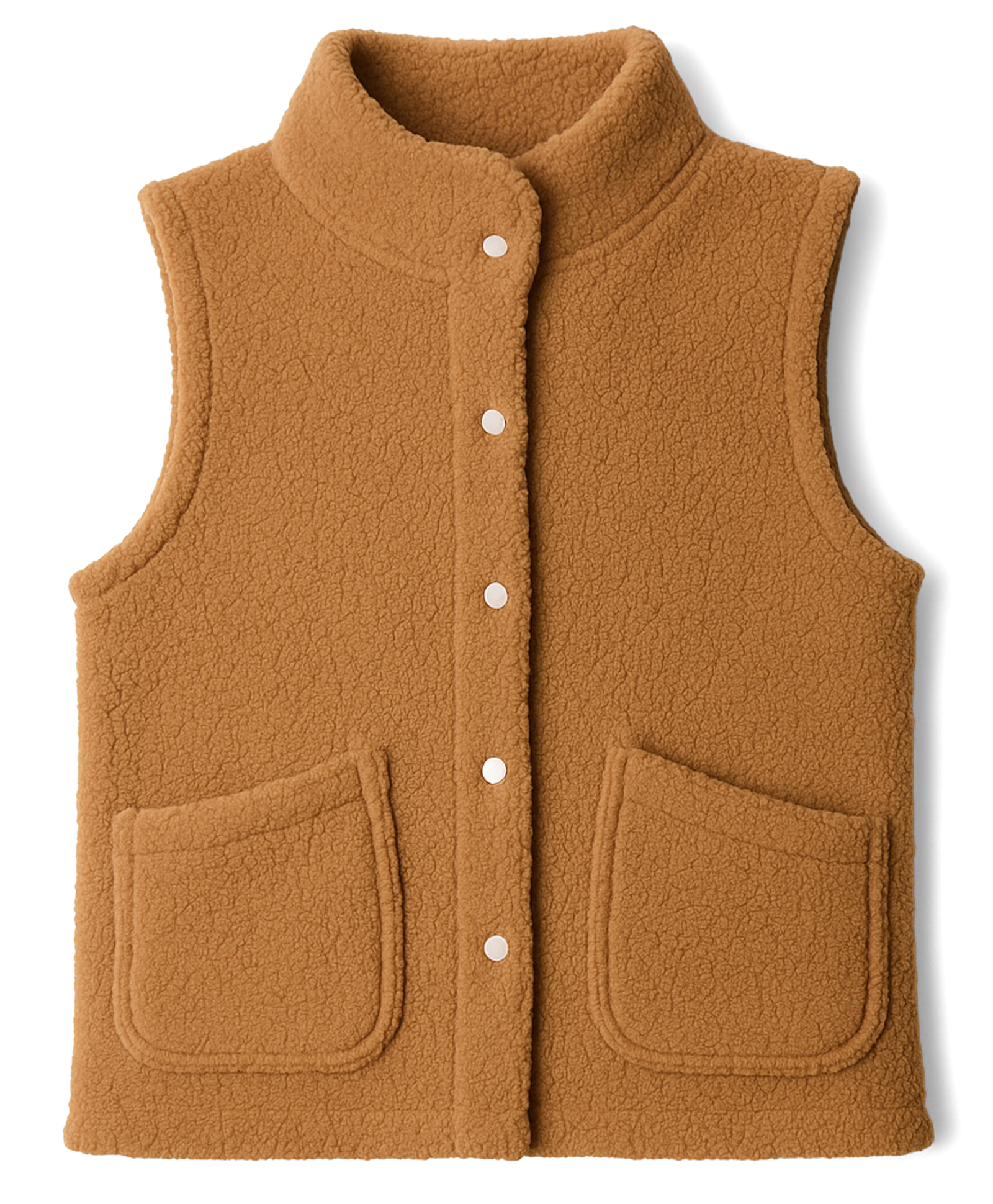 Kanvin Knit Sleeveless Solid Color Fur Jacket with Pocket - Tan-picture-22