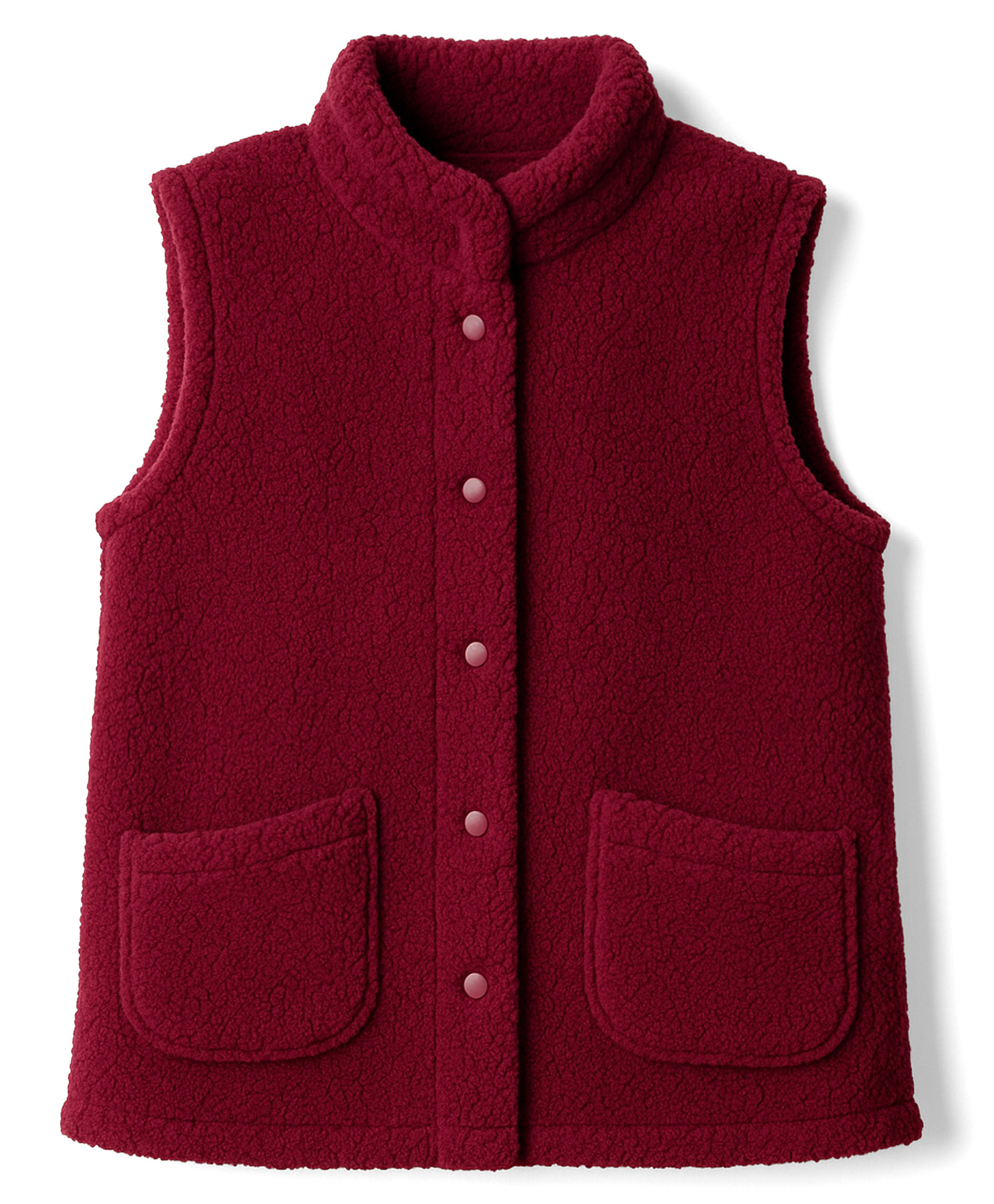 Kanvin Knit Sleeveless Solid Color Fur Jacket with Pocket - Wine-picture-11