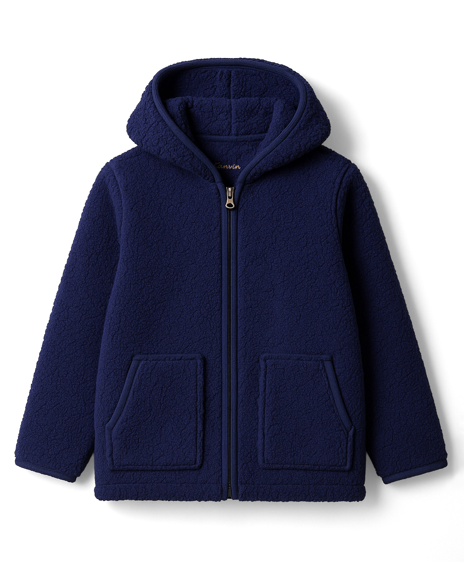 Kanvin Knit Full Sleeves Solid Color Hoodie With Kangaroo Pockets - Navy Blue-picture-24