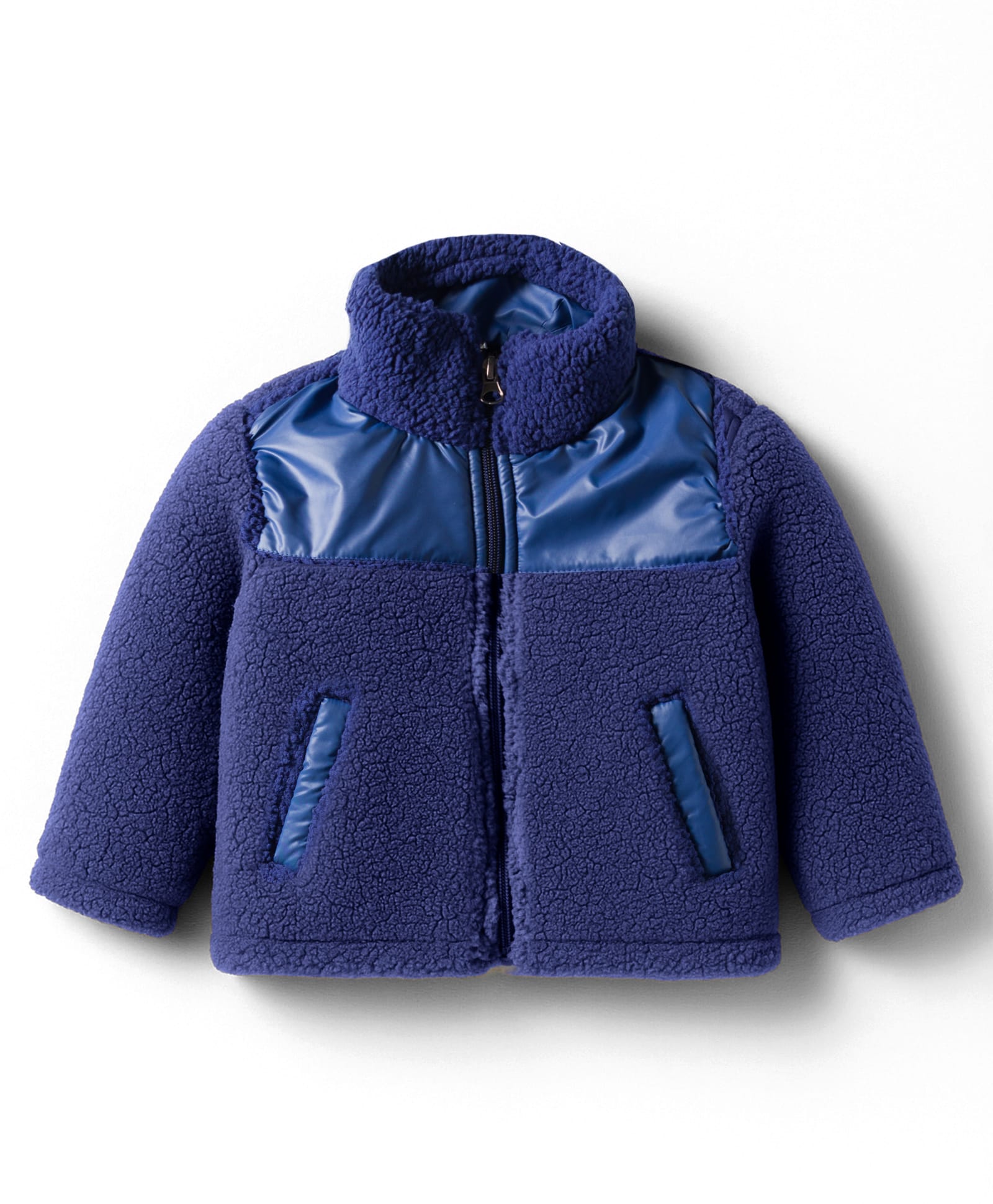 Kanvin Knit Full Sleeves Solid Color High Neck Jacket With Pockets - Navy Blue-image-3