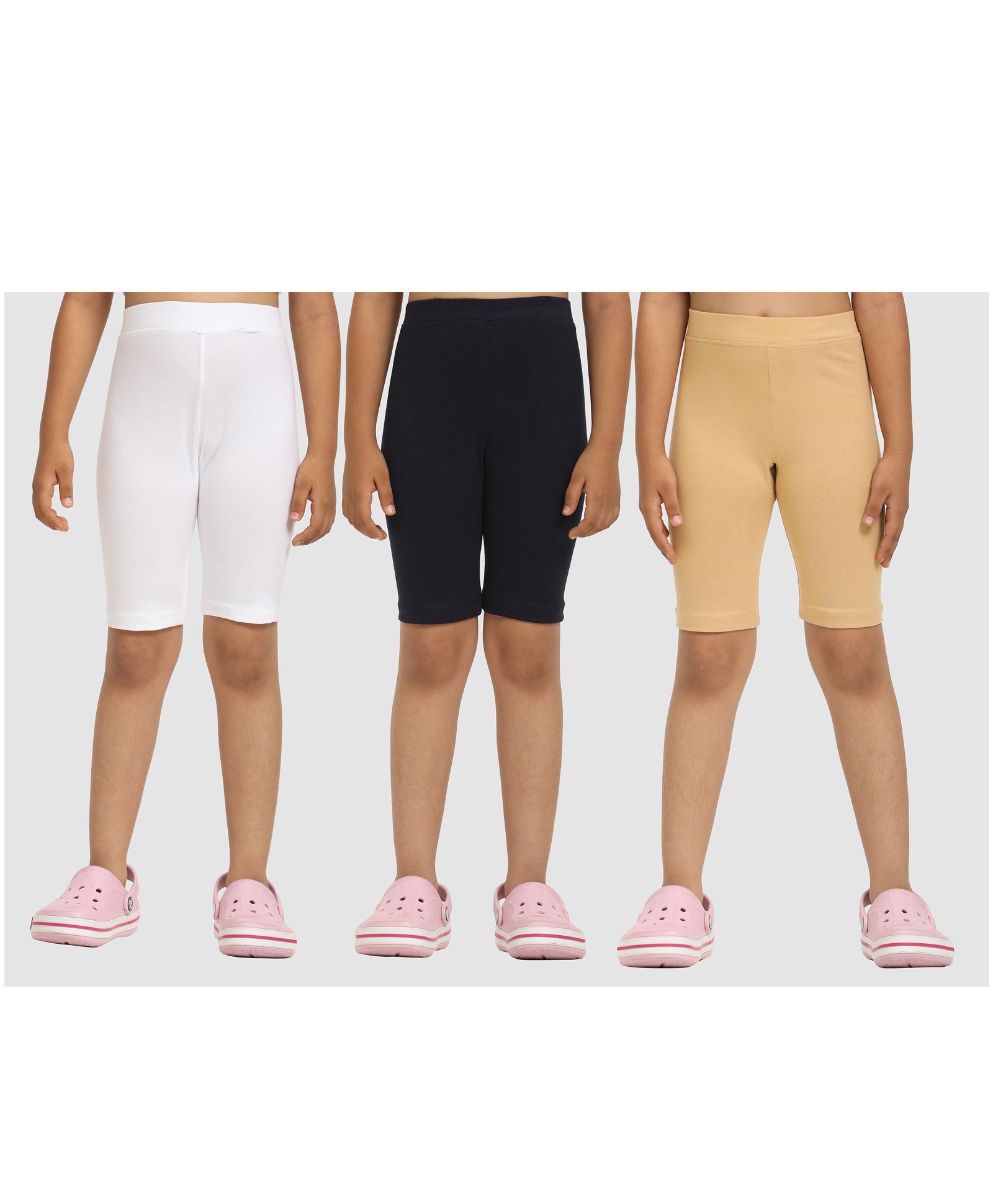 Zion Cotton Lycra Knit Pack Of 3 Solid 4 Way Stretchable Tights - Multi Colour