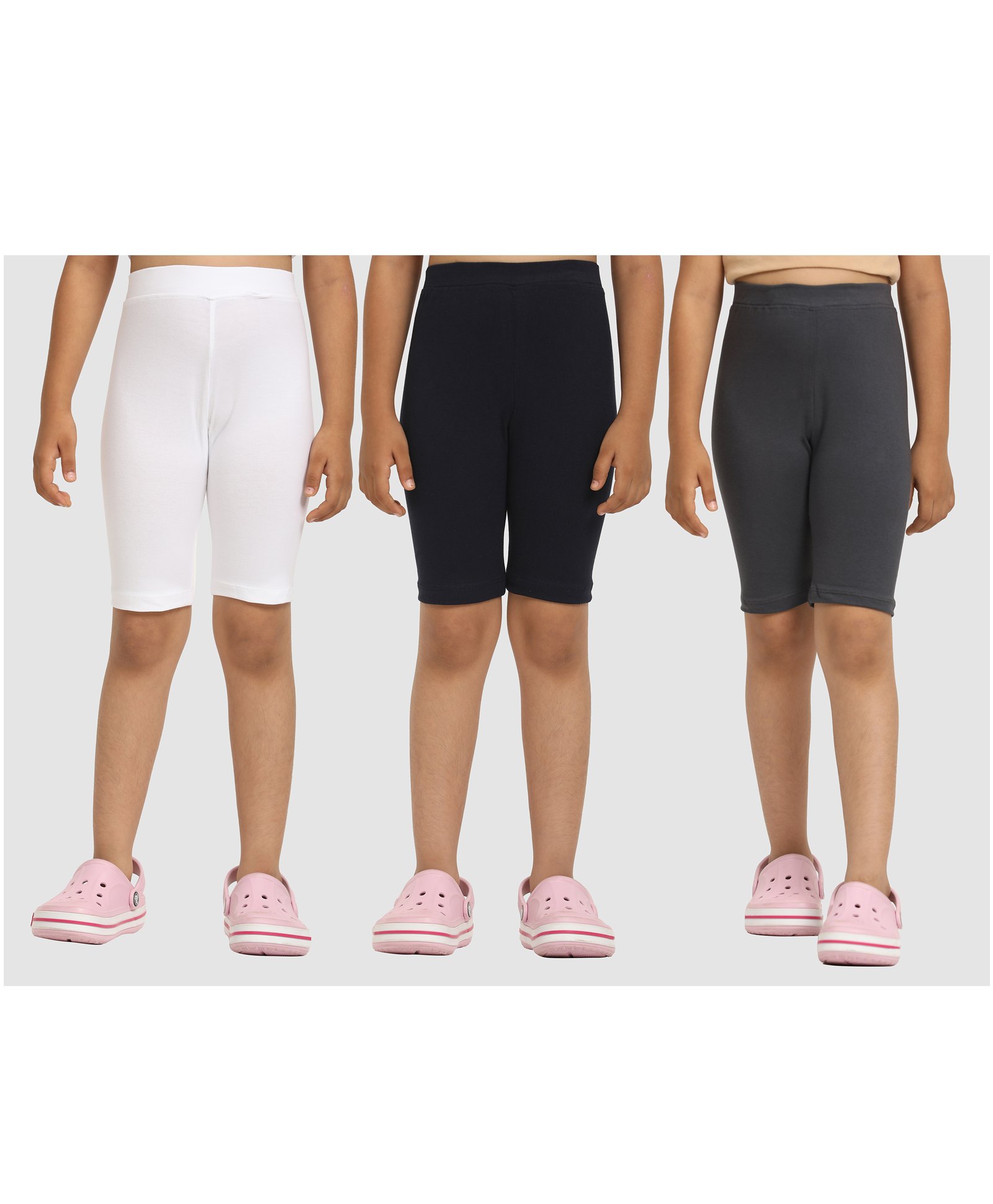 Zion Cotton Lycra Knit Pack Of 3 Solid 4 Way Stretchable Tights - Multi Colour-picture-8