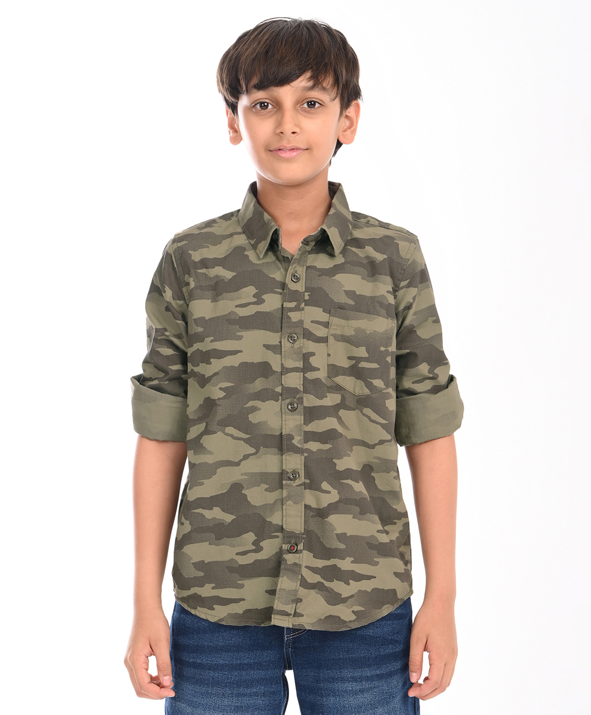 Zion Poplin Woven Full Sleeves Camouflage Printed Shirt - Olive Green-picture-43