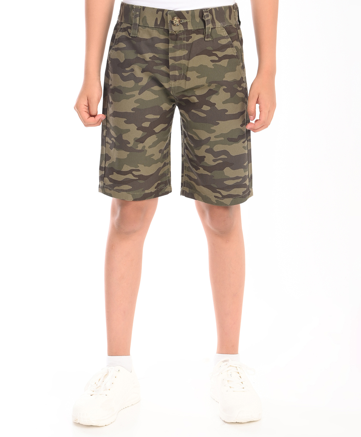 Zion Cotton Woven Camouflage Printed Chino Shorts - Olive Green-picture-25