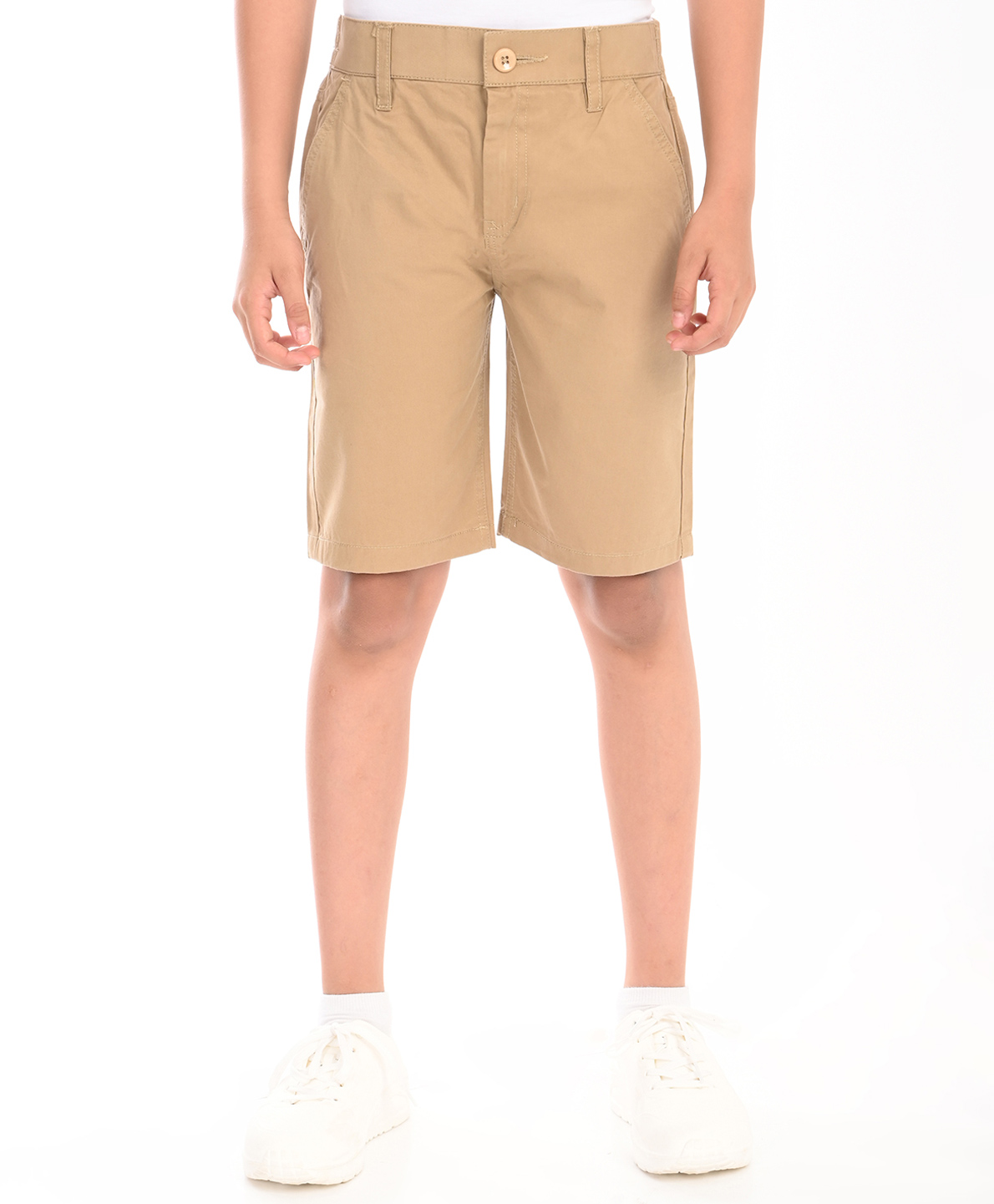 Zion Cotton Woven Solid Chino Shorts - Beige-picture-16