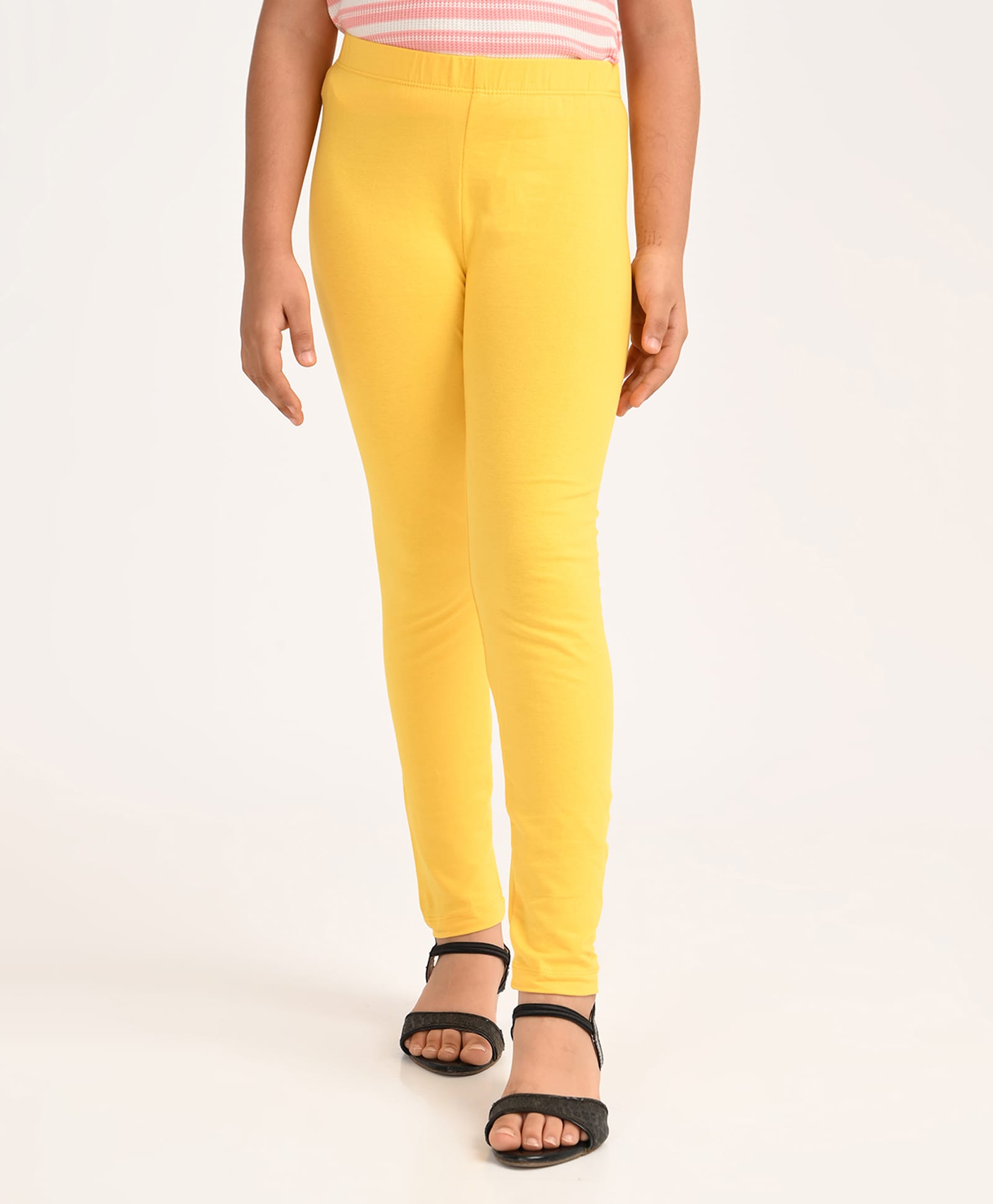 Zion Cotton Lycra Knit Solid Leggings - Lemon Yellow-picture-15