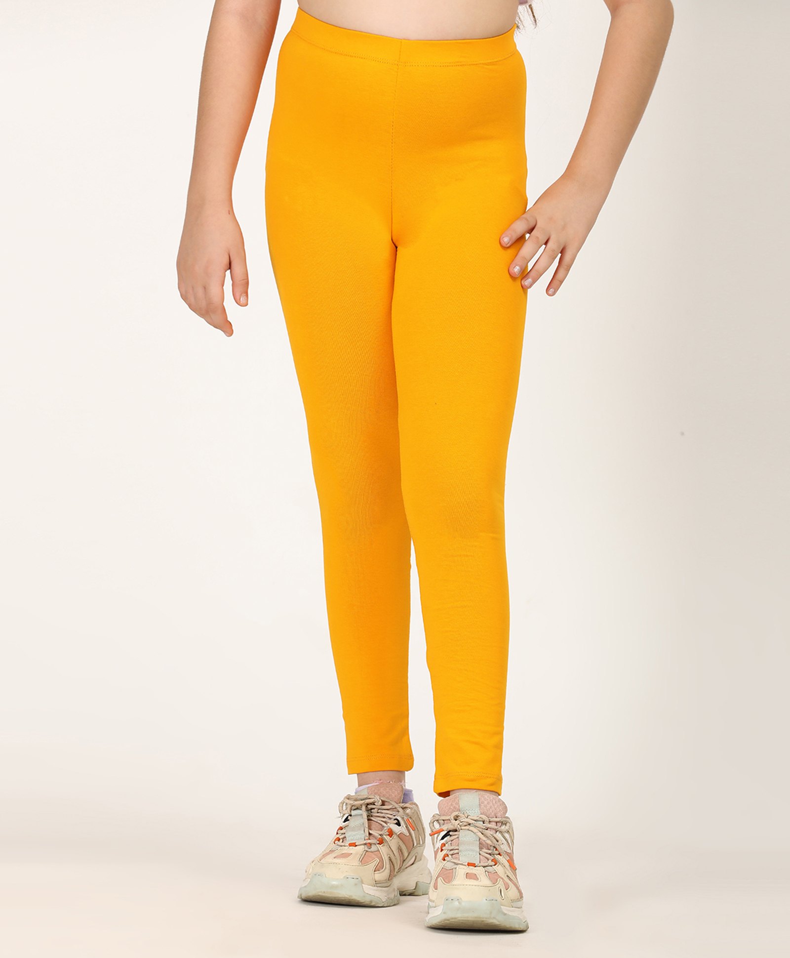 Zion Cotton Lycra Knit Solid Leggings - Yellow-picture-34