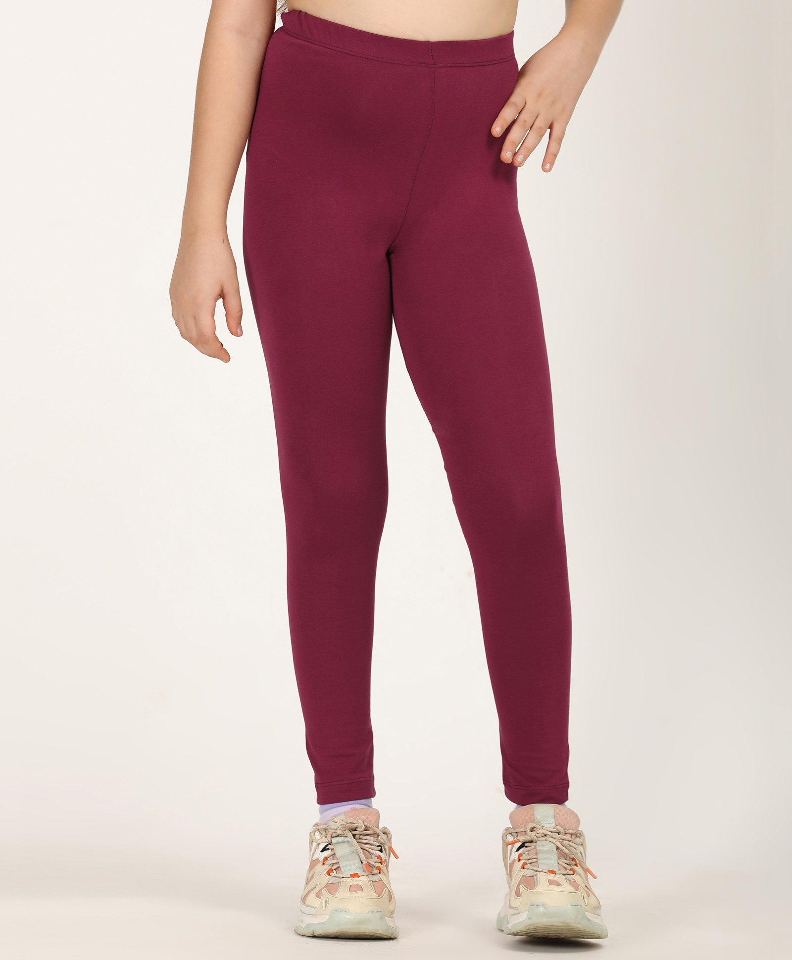 Zion Cotton Lycra Knit Solid Leggings - Maroon-picture-38